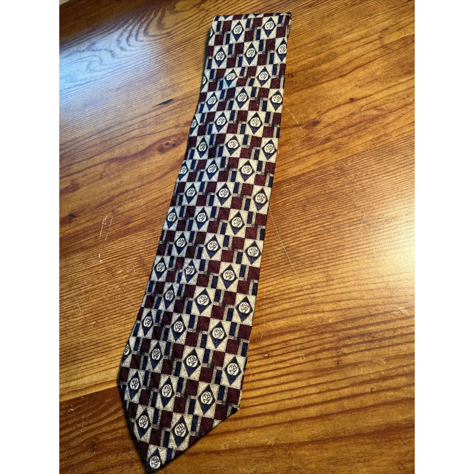 Other Secours Red Blue Silver Geometric Silk Designer Necktie Size ONE SIZE - 3 Thumbnail
