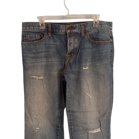 Loft Ann Taylor Loft Size 8 Jeans Boyfriend Distressed Blue Denim Size 30" / US 8 / IT 44 - 4 Thumbnail