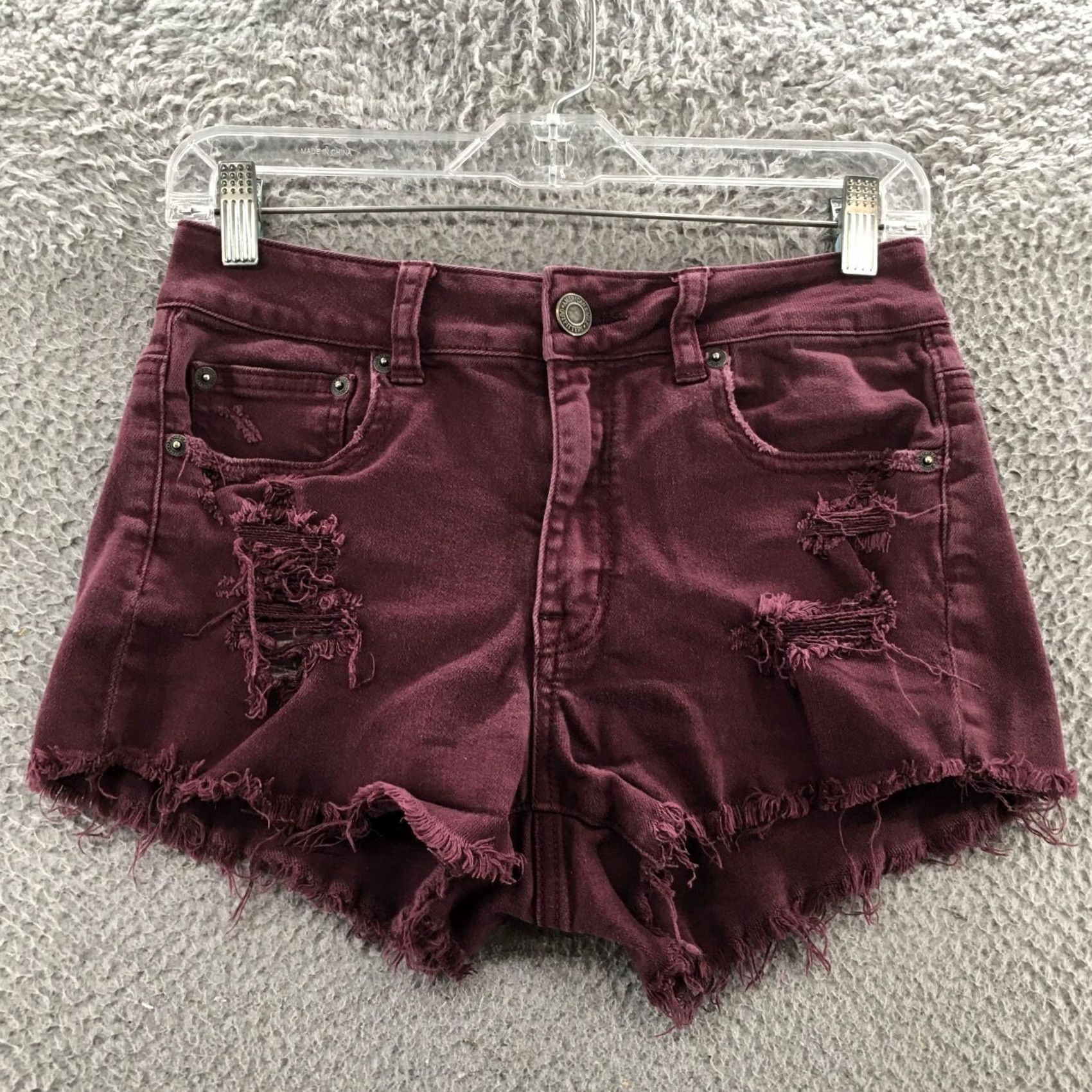 American Eagle Outfitters American Eagle Outfitters Cut-off Shorts Womens 4 Purple Zip Fly Denim 28 Inseam 2.5 in Distressed 5-Pocket Regular Rise Mid Vintage: No Size 27" / US 4 / IT 40 - 2 Thumbnail