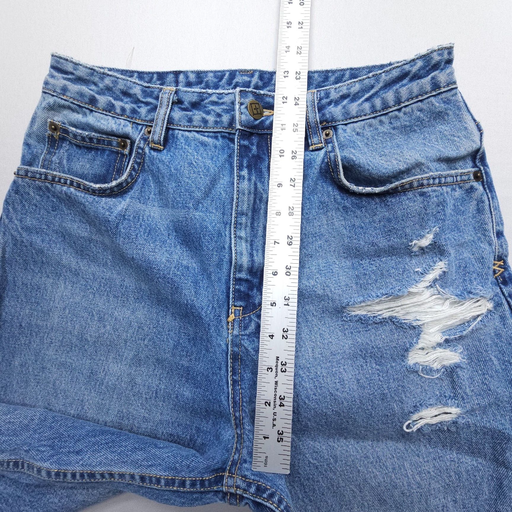 Ksubi Ksubi Chlo Wasted High Rise Straight Jeans Womens 29 x 27 Blue Denim 5-Pocket Size 29" - 6 Thumbnail