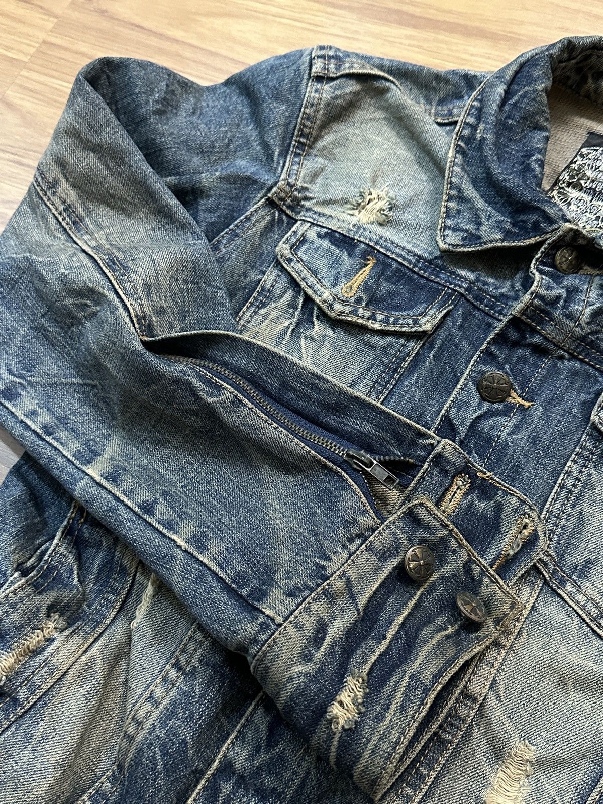 KMRii Midas Punk Destroy Button Zipper Denim Jacket Size US S / EU 44-46 / 1 - 12 Thumbnail