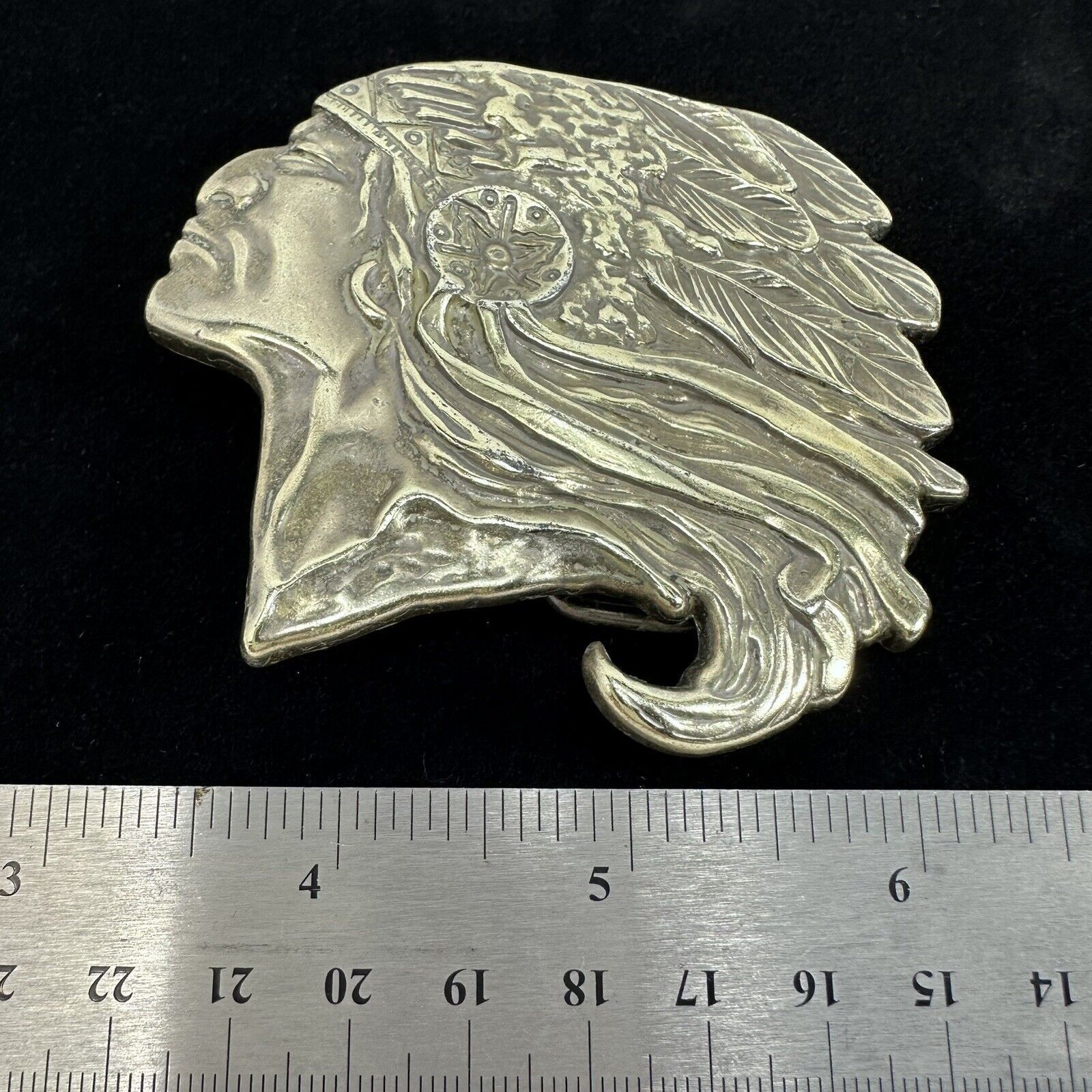 Other Chief Headdress VTG 70's Brass Belt Buckle by R J Roberts Size ONE SIZE - 5 Thumbnail