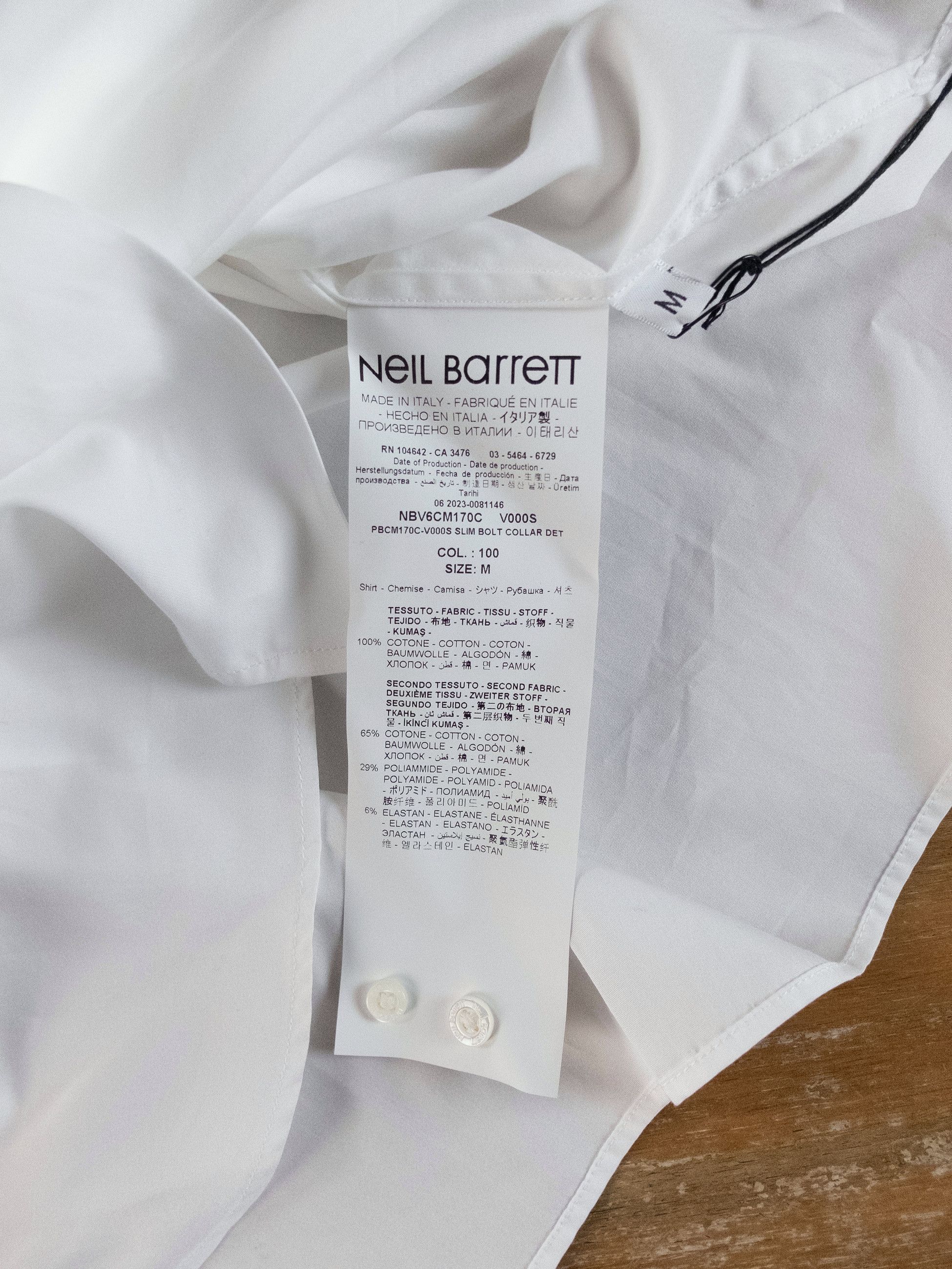 Neil Barrett NEIL BARRETT white slim fit thunderbolt collar shirt Medium Size US M / EU 48-50 / 2 - 8 Thumbnail