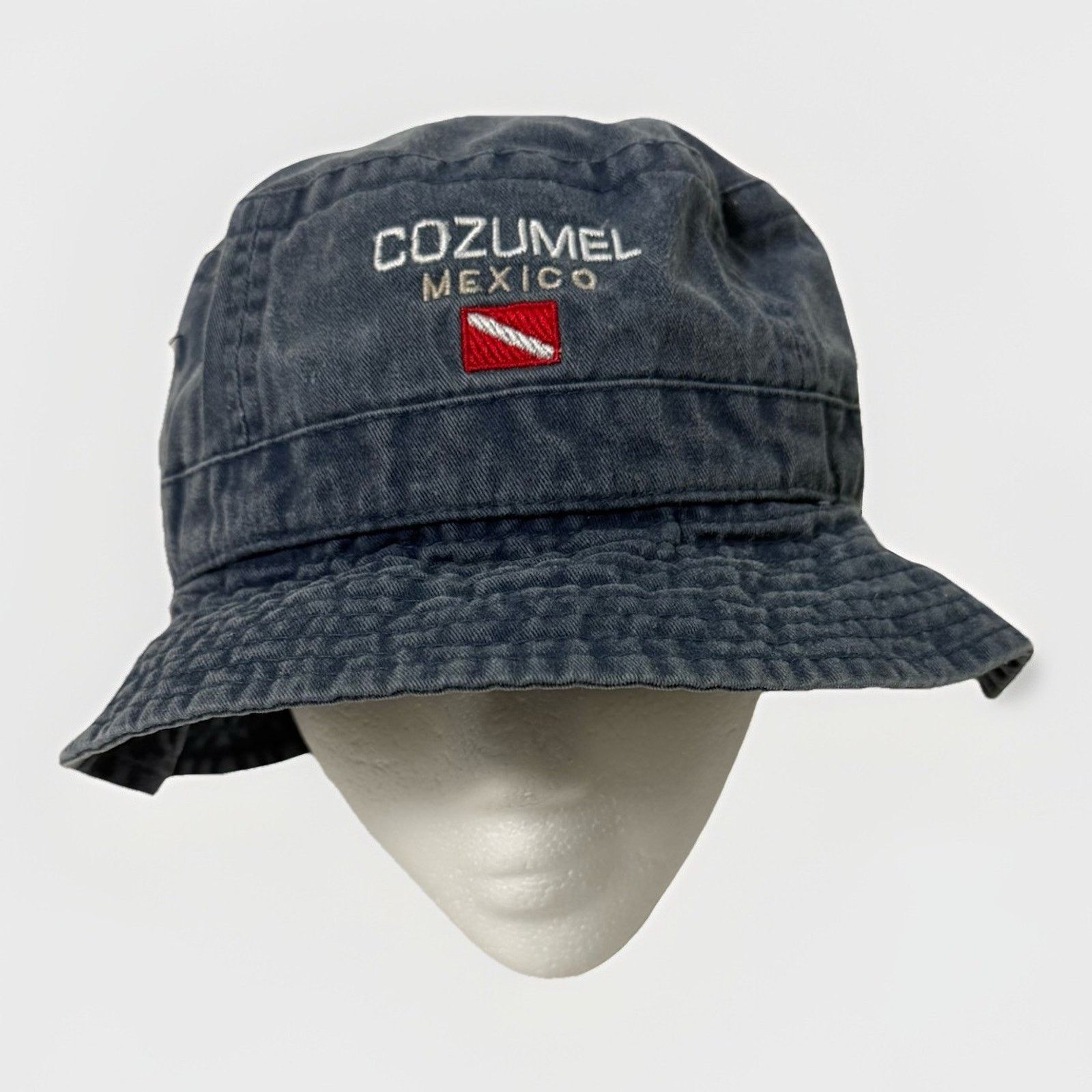 Otto Y2K Cozumel Mexico Bucket Hat Denim Blue Pool Vacation Beach Size ONE SIZE - 1 Thumbnail