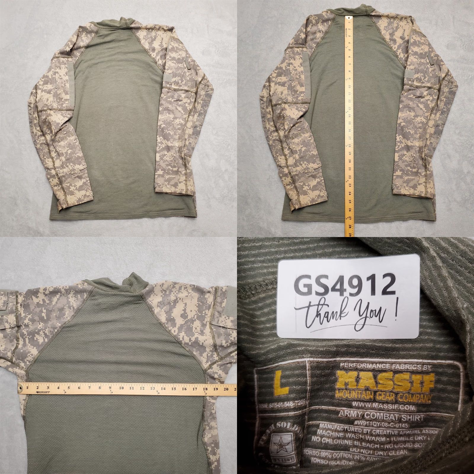 Vintage Massif Mountain Gear Shirt Men L Green Digital Camoflage Army Combat ACS USA Shirt Mens Green Camouflage Military USA Size US L / EU 52-54 / 3 - 8 Thumbnail