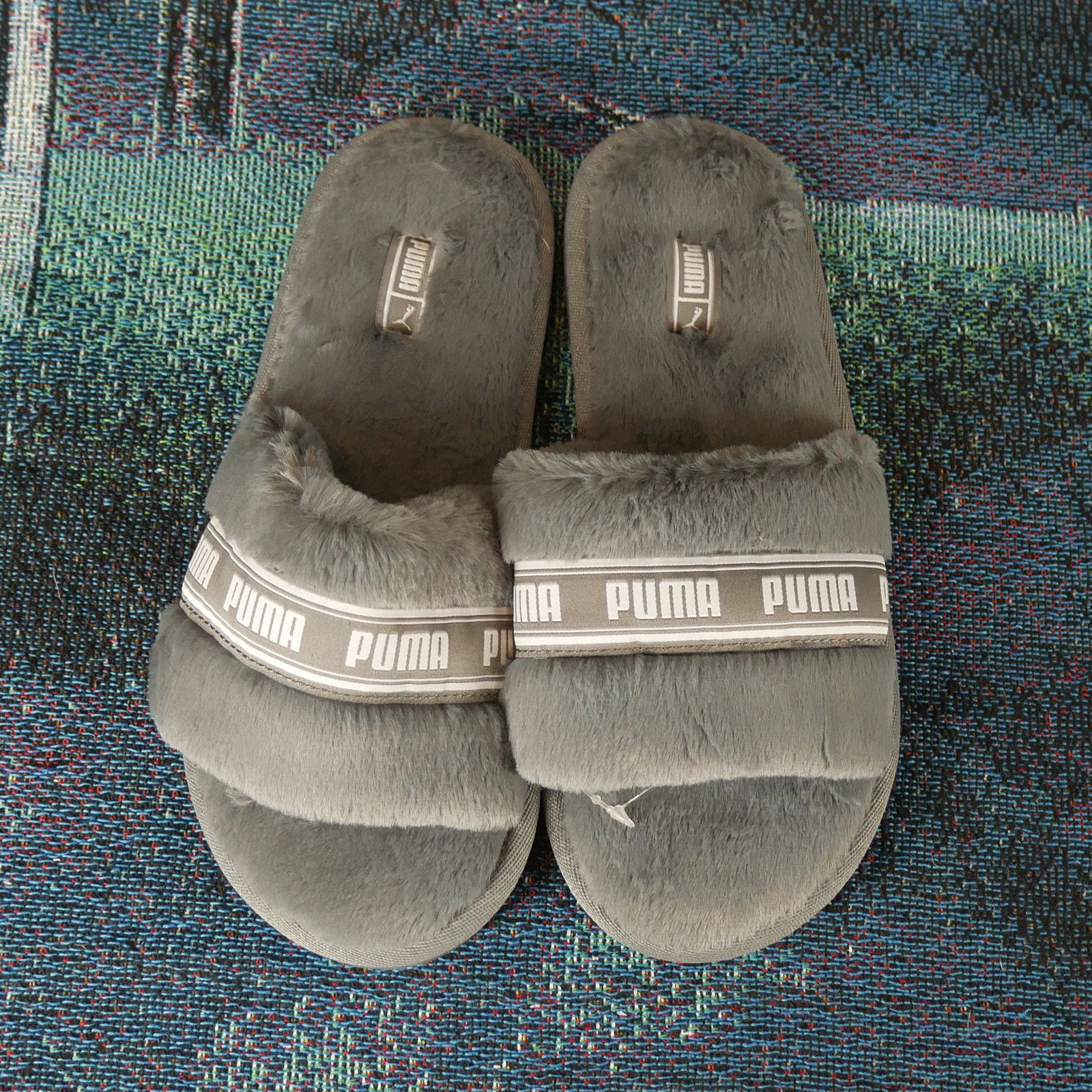 Puma fur slides grey online