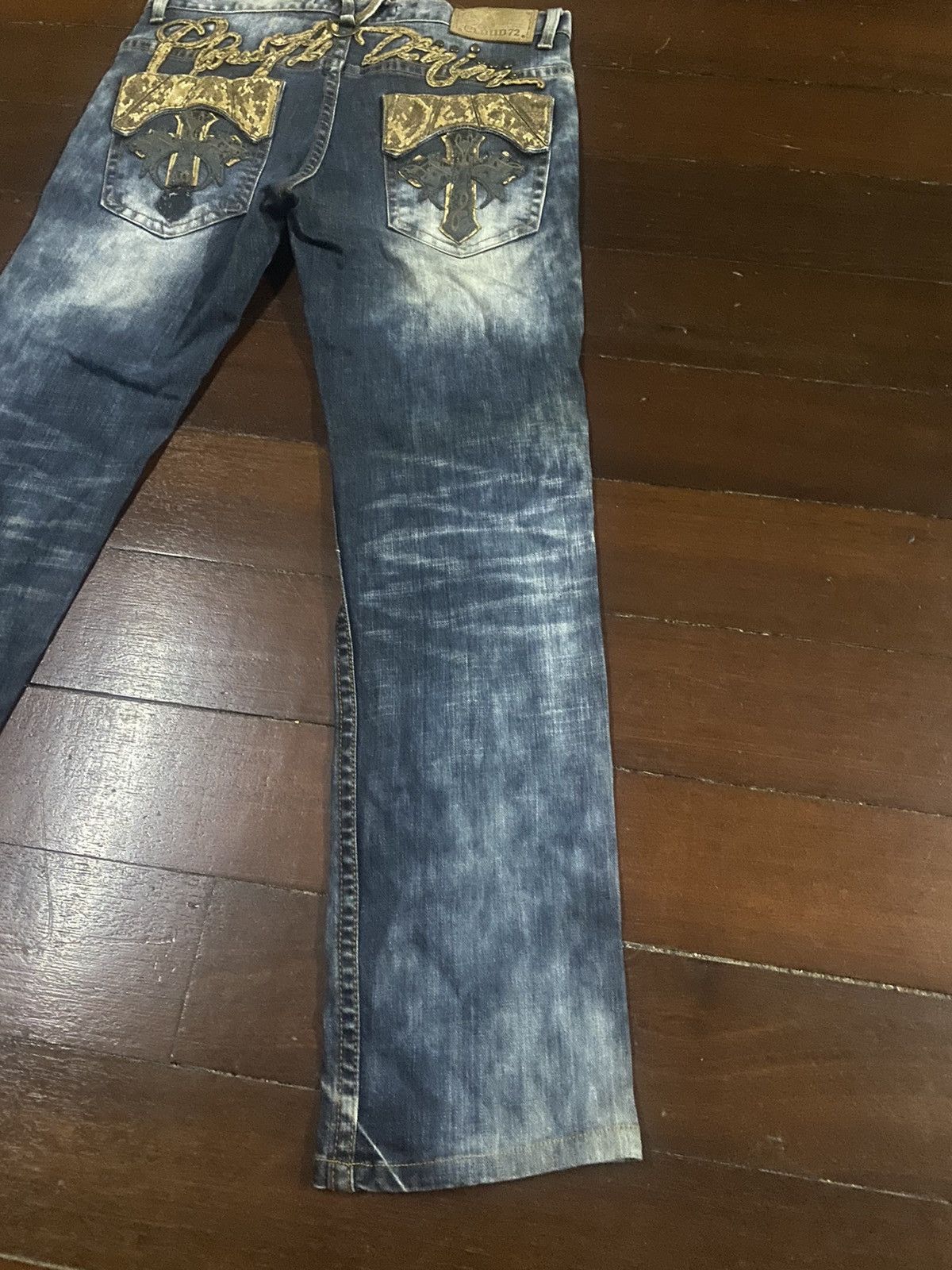 If Six Was Nine Rare Cloud 72 tribal flared jeans clawmark distressed Size US 35 - 3 Thumbnail
