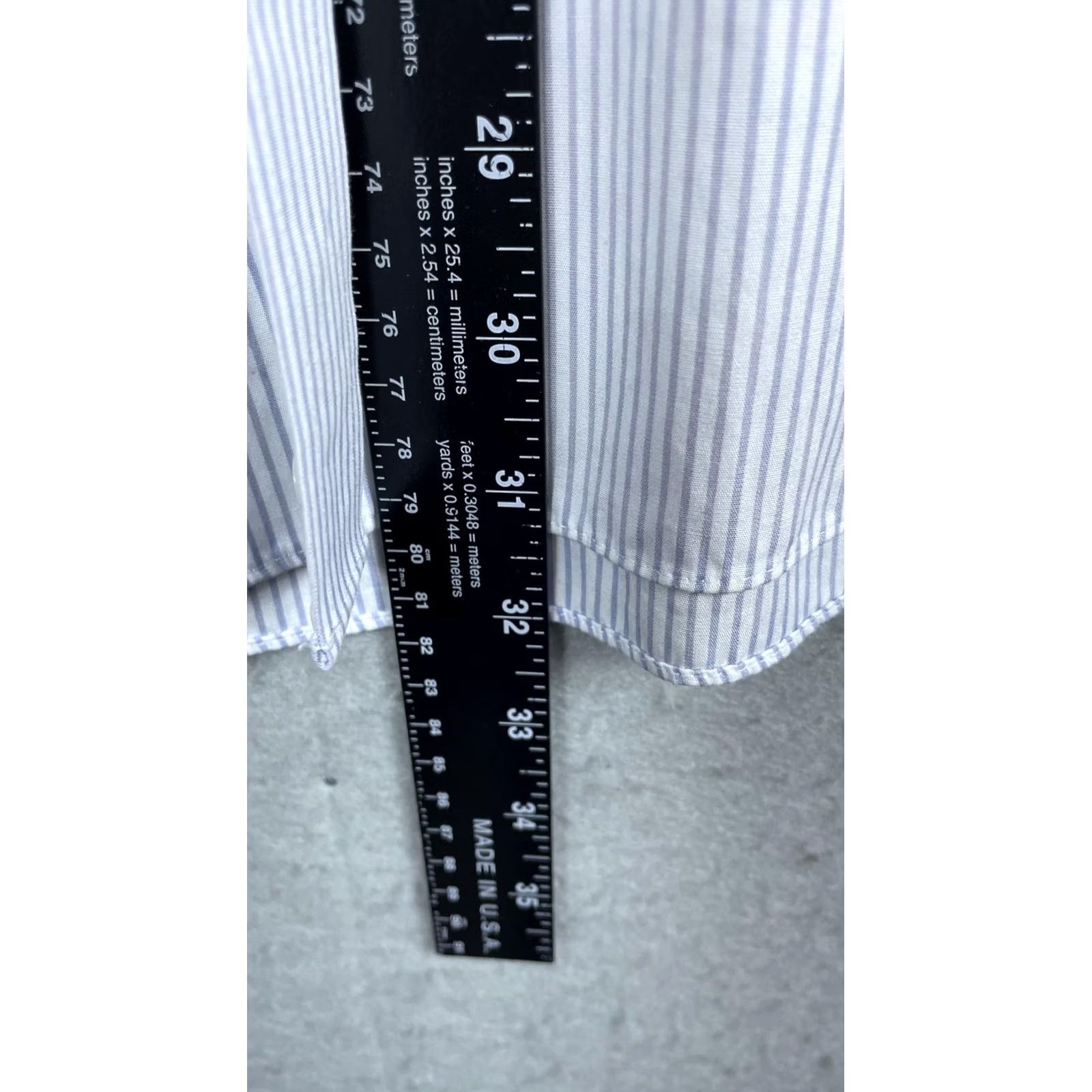 Roundtree & Yorke Roundtree & Yorke Gold Label Dress Shirt Mens 17 33 Blue Striped Slim Non Iron Size 46R - 4 Thumbnail