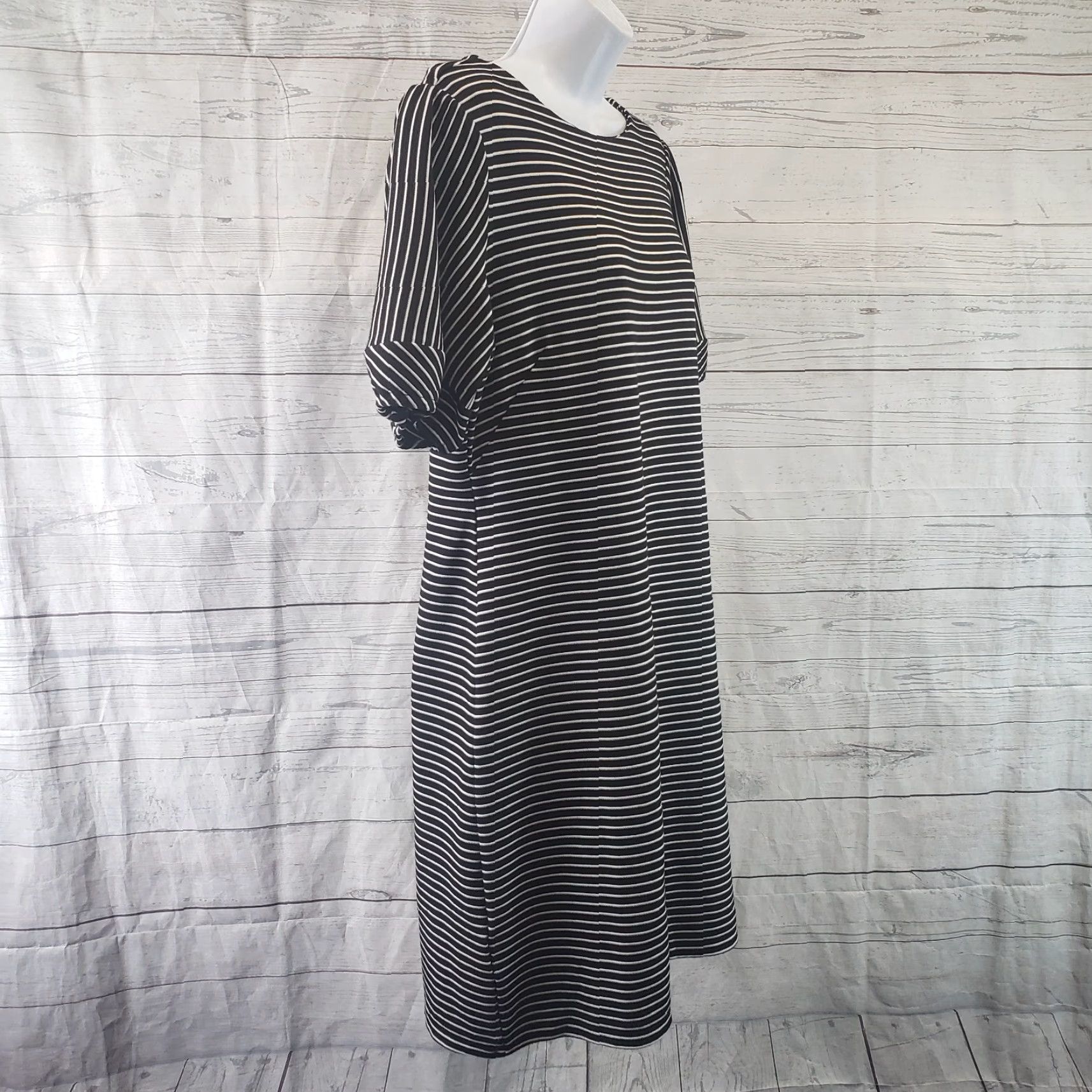 Ann Taylor Ann Taylor Womens Dress Sz 12 Black White Stripe Half Sleeves Striped Size XL / US 12-14 / IT 48-50 - 3 Thumbnail