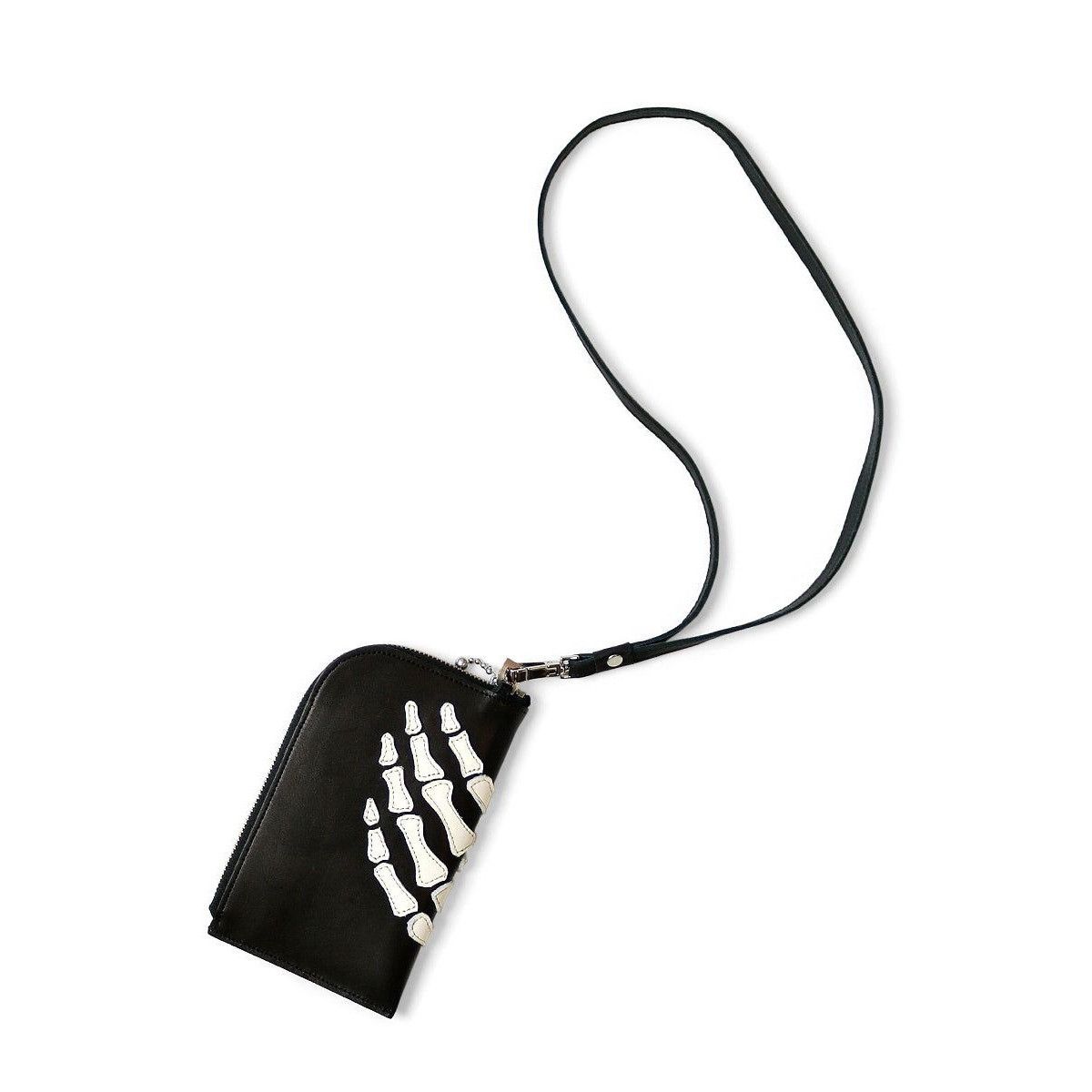 Kapital Kapital Leather Thumbs Up Bone Hand Zip Neck wallet Bag Size ONE SIZE - 1 Thumbnail