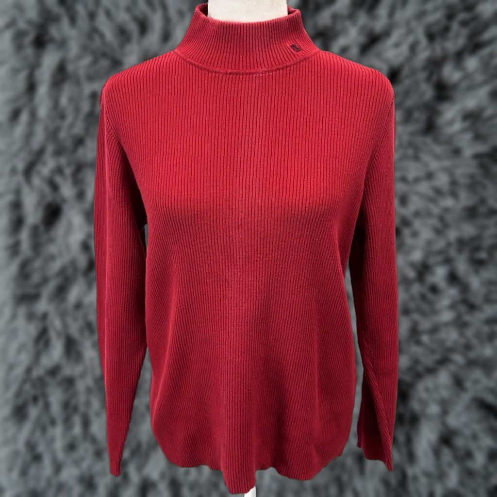 Ralph Lauren VINTAGE Lauren Ralph Lauren Ribbed Mock Turtleneck Sweater Women’s XL Red 90s Preppy Pullover Knit Size XL / US 12-14 / IT 48-50 - 1 Thumbnail