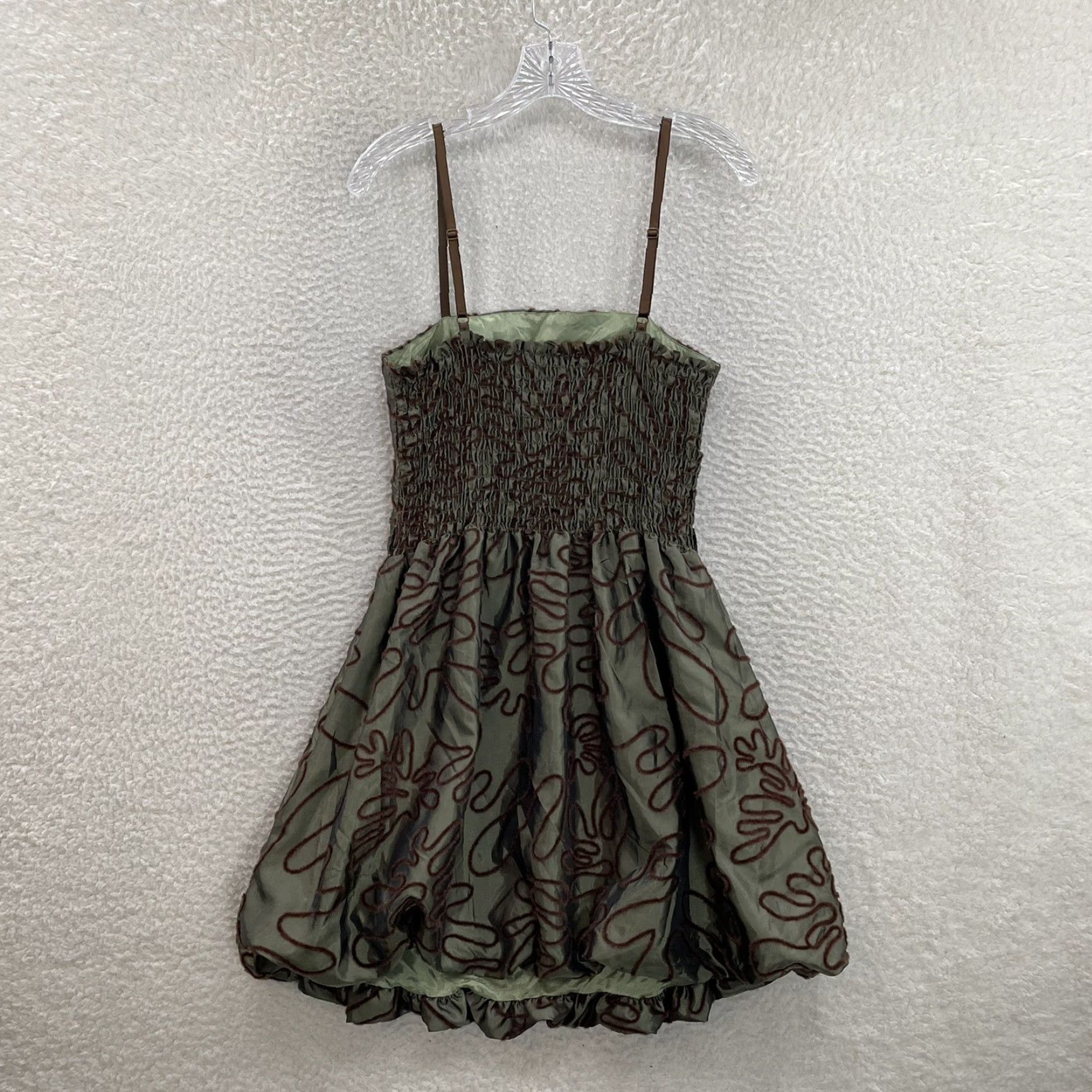 Vintage Y2K Vintage Puff Mini Dress M Medium Green Brown Boho Fairy Grunge Whimsigoth N/A Size M / US 6-8 / IT 42-44 - 2 Thumbnail