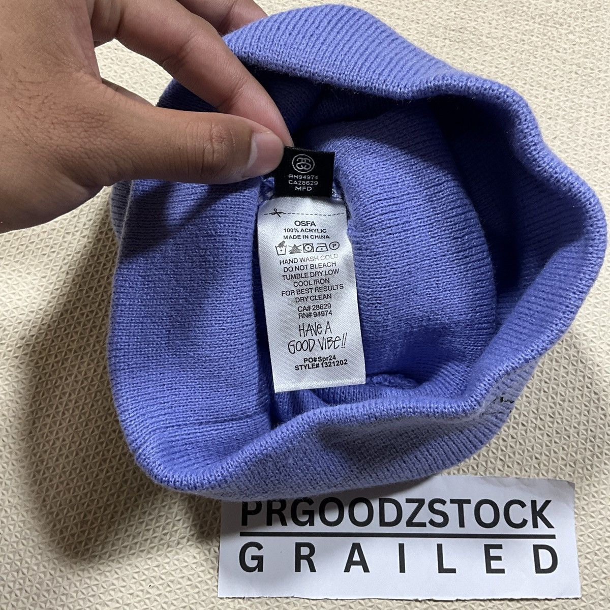 Stussy Stussy Beanie Hat - Periwinkle Size ONE SIZE - 4 Thumbnail