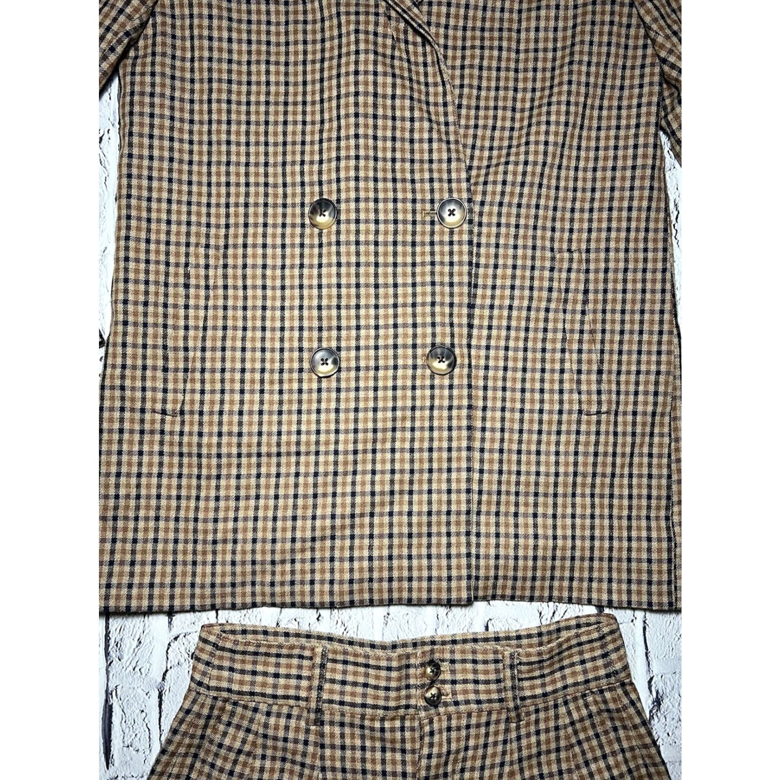 Madewell VINTAGE Madewell Caldwell Double Breasted Blazer Desert Check Plaid XS Jacket & Pants 2 Size 26" / US 2 / IT 38 - 5 Thumbnail