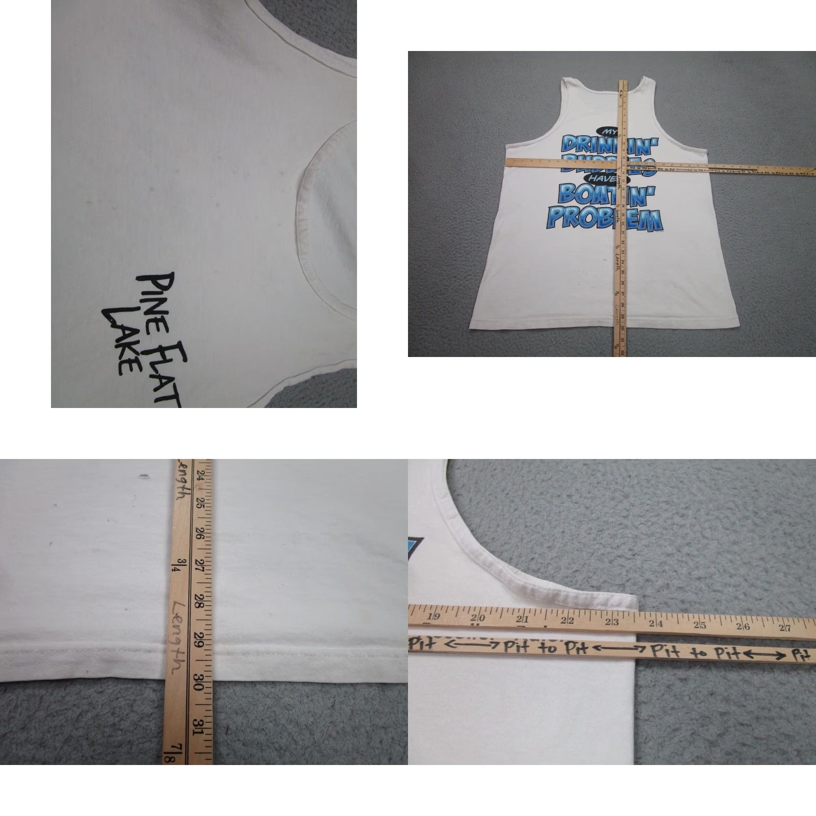 Gildan VINTAGE Gildan Pine Flat Lake Shirt 90s Grunge Beer Fisherman Tank Top Mens XL White Size US XL / EU 56 / 4 - 8 Thumbnail