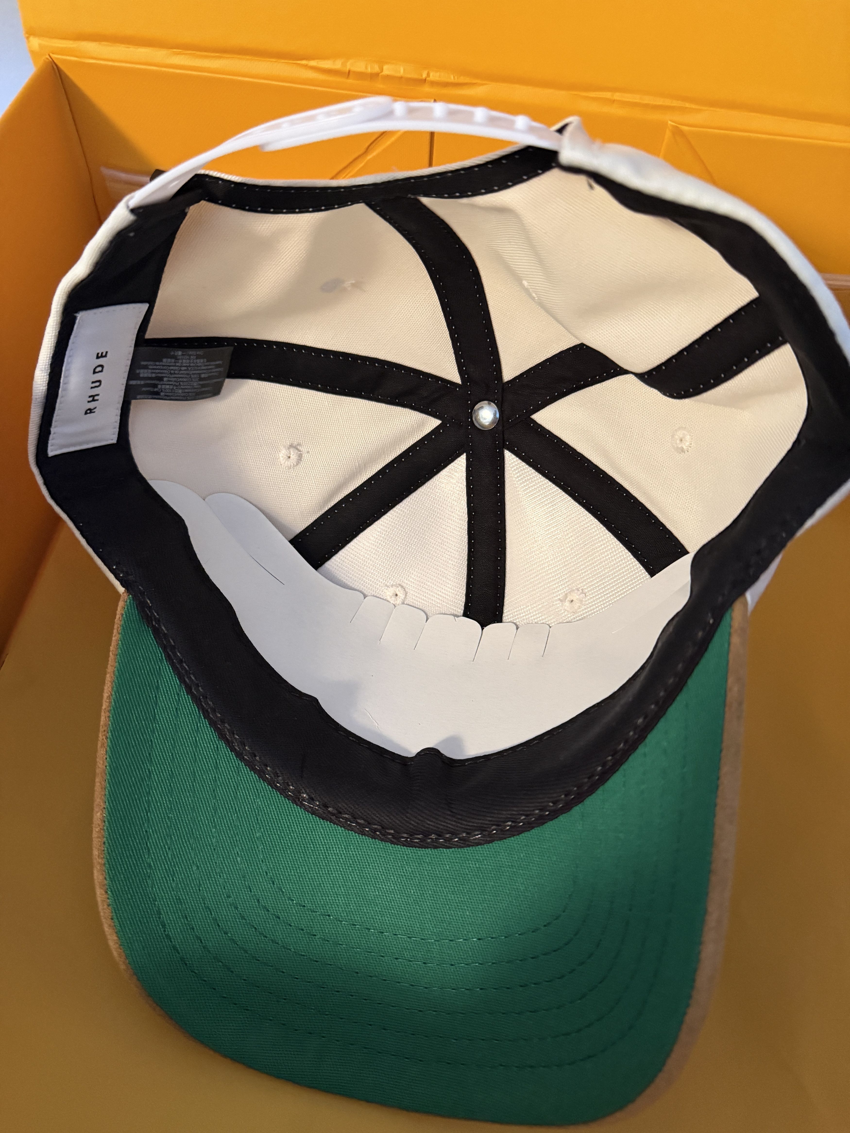 Rhude Rhude Suede Crest 6 Panel Cap - Creme/Tan Size ONE SIZE - 4 Thumbnail