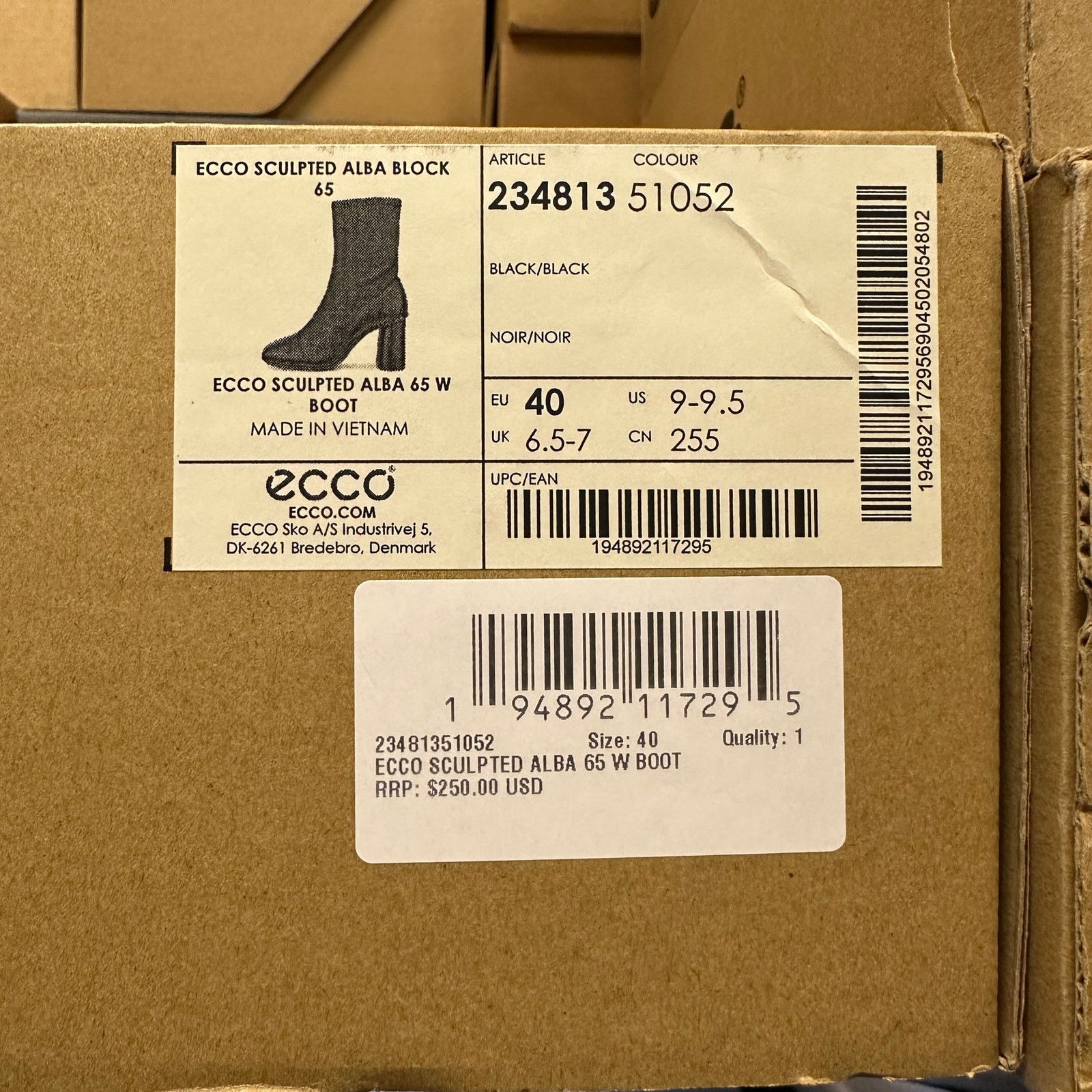 Ecco ECCO WOMEN'S 40 SCULPTED ALBA BLOCK 65 BLACK LEATHER HEEL Size US 9.5 / IT 39.5 - 8 Thumbnail