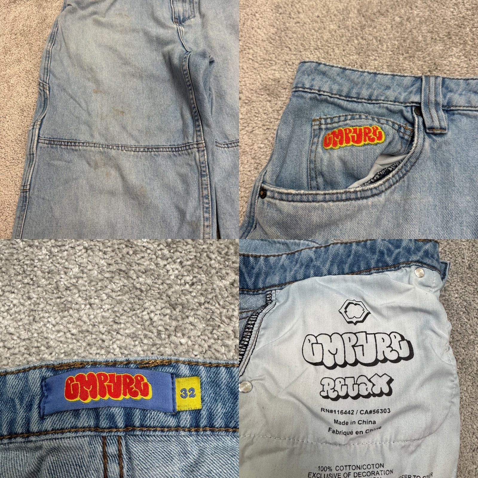 Empyre VINTAGE Empyre Y2K Relaxed Fit Carpenter Denim Jeans Womens 32 Blue Light Wash Straight Streetwear 90s Size 24" / US 00 / IT 34 - 8 Thumbnail