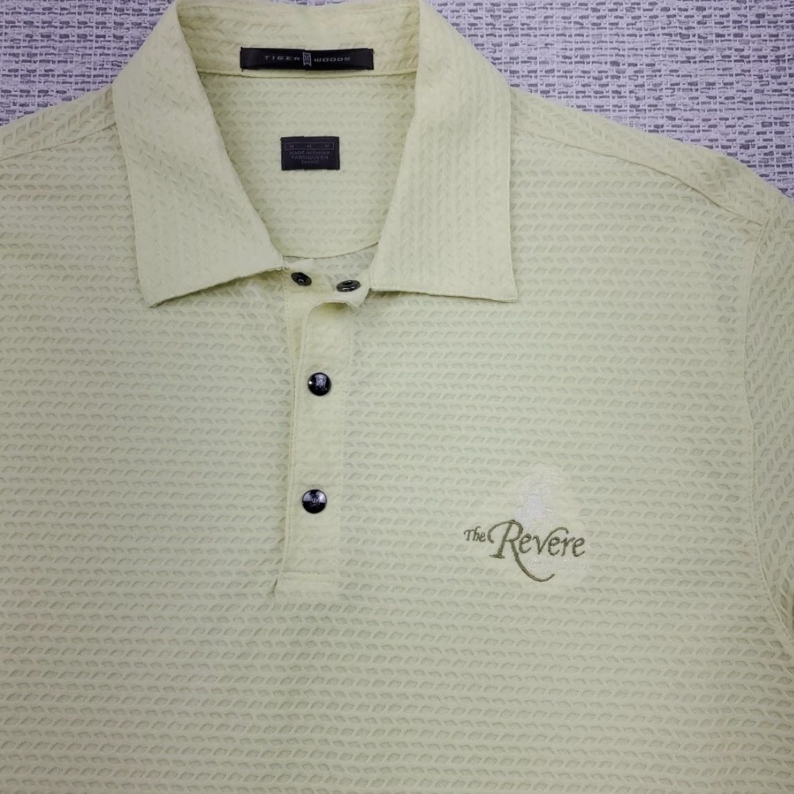 Vintage VINTAGE? No. Tiger Woods Collection Polo Shirt Mens M Textured Snap Up Yellow Size US M / EU 48-50 / 2 - 4 Thumbnail