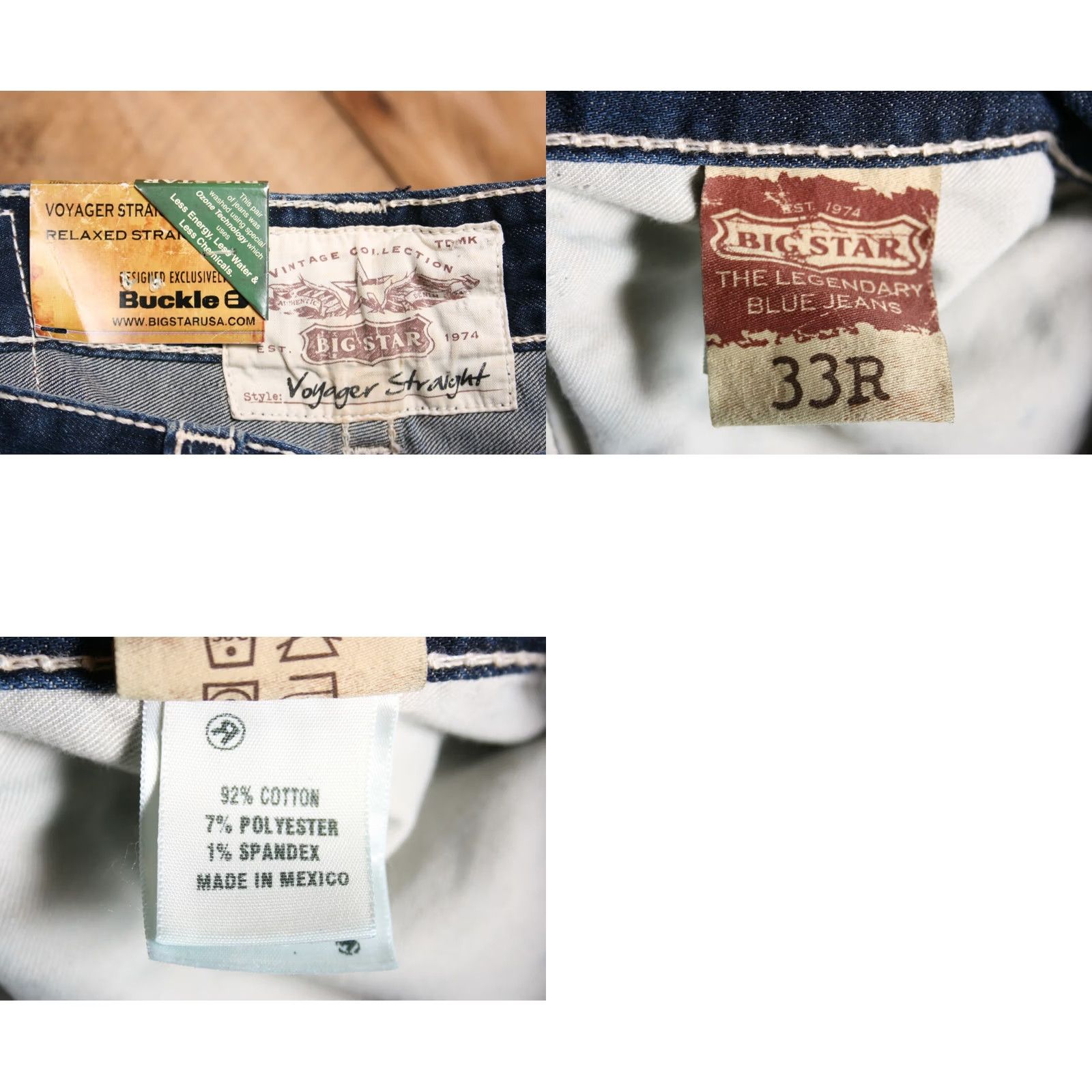 Denime BIG STAR Voyager Jeans Straight Denim Men 33 Regular 30 Blue Re-Hemmed 35x30 Slim Boyfriend Relaxed Vintage None Size US 35 - 8 Thumbnail