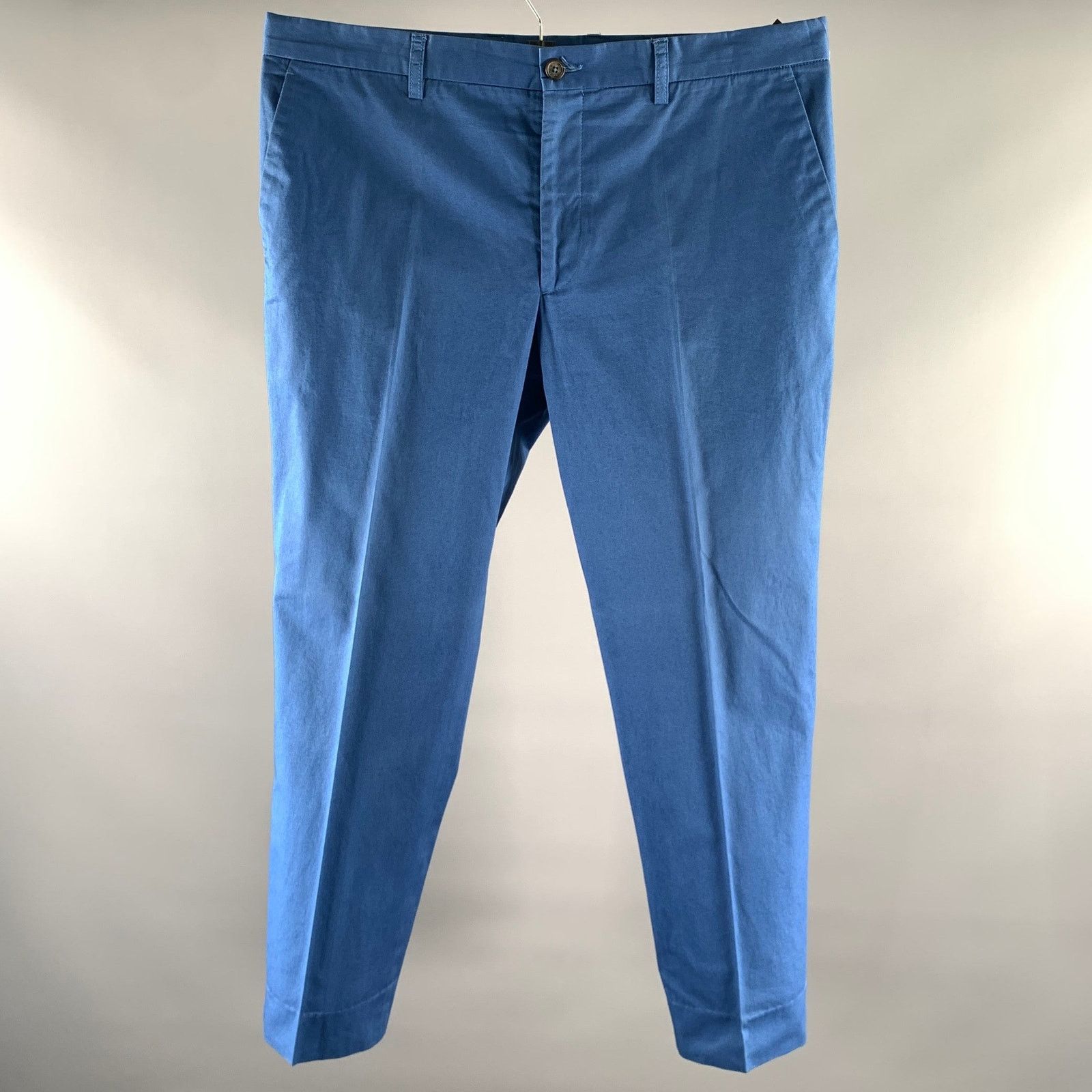 Etro ETRO Size 38 Blue Twill Cotton Flat Front Casual Pants Size US 38 / EU 54 - 1 Thumbnail