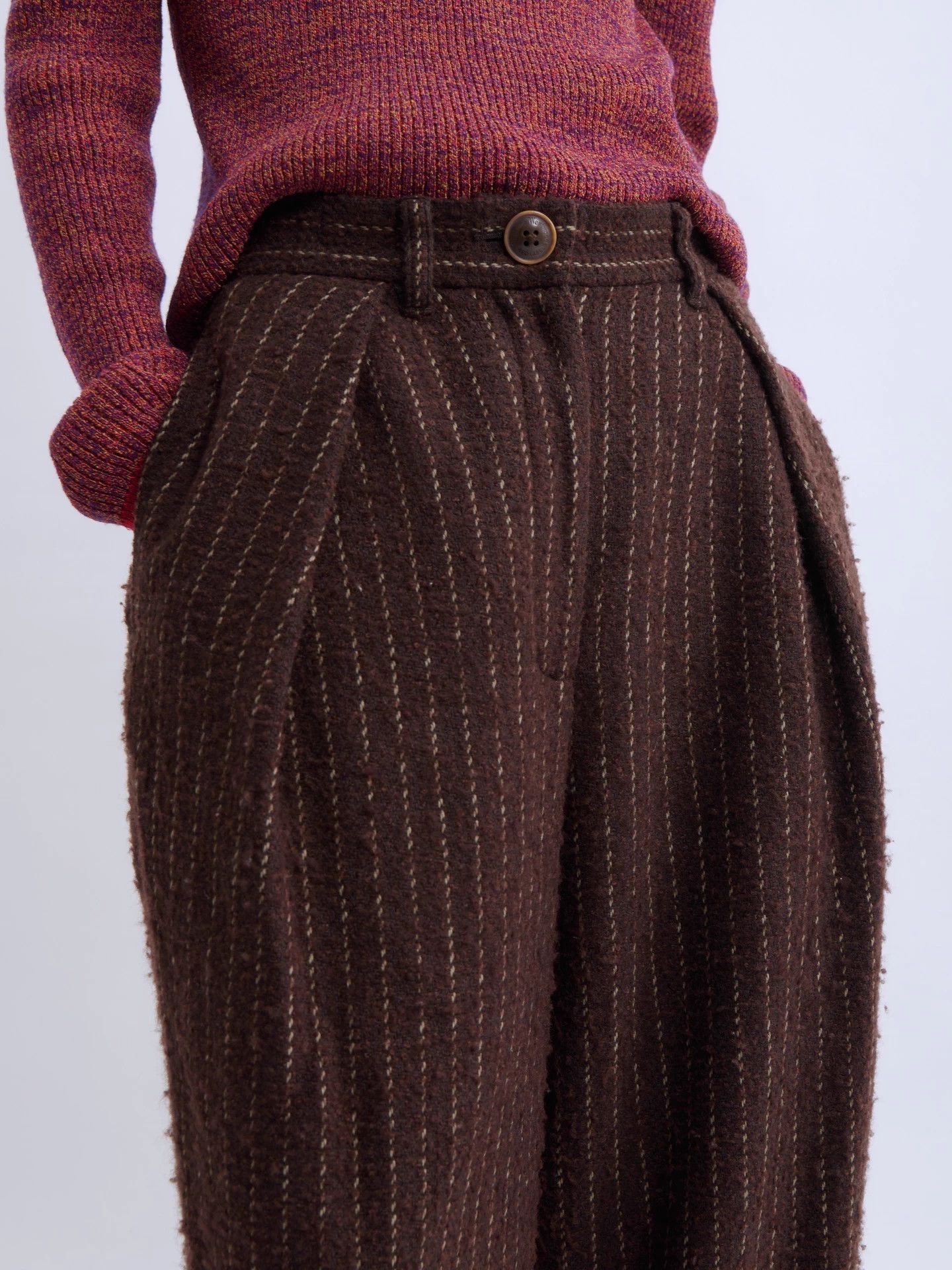 Vivienne Westwood Vivienne Westwood 00s Red Label Burgundy Wool Stripe WLeg 0 Size 24" / US 00 / IT 34 - 5 Thumbnail