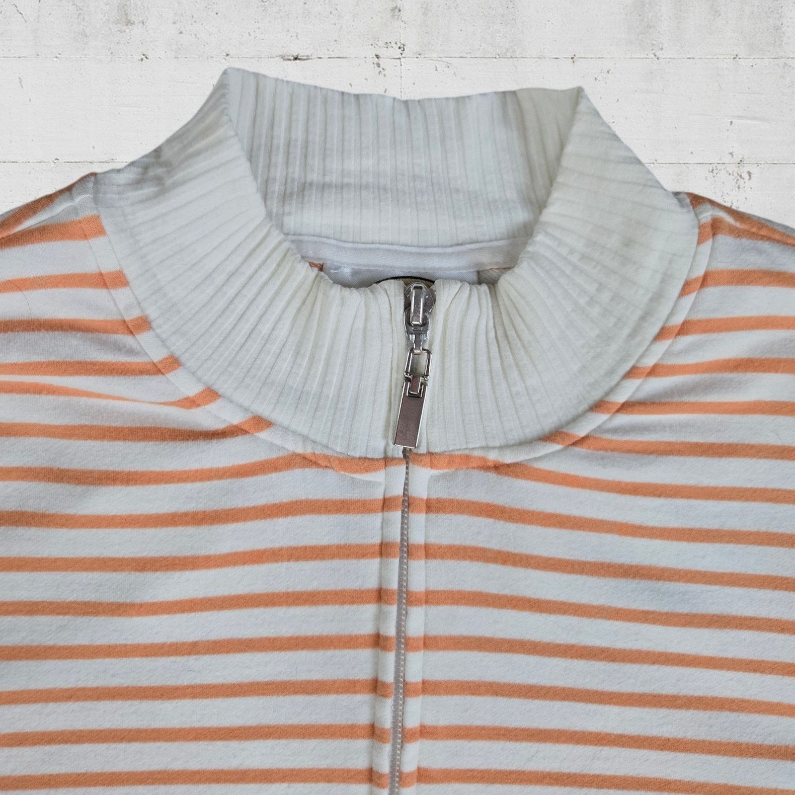 Vintage Vintage Peach Striped Full Zip Sweater Size 1X Size XL / US 12-14 / IT 48-50 - 4 Thumbnail