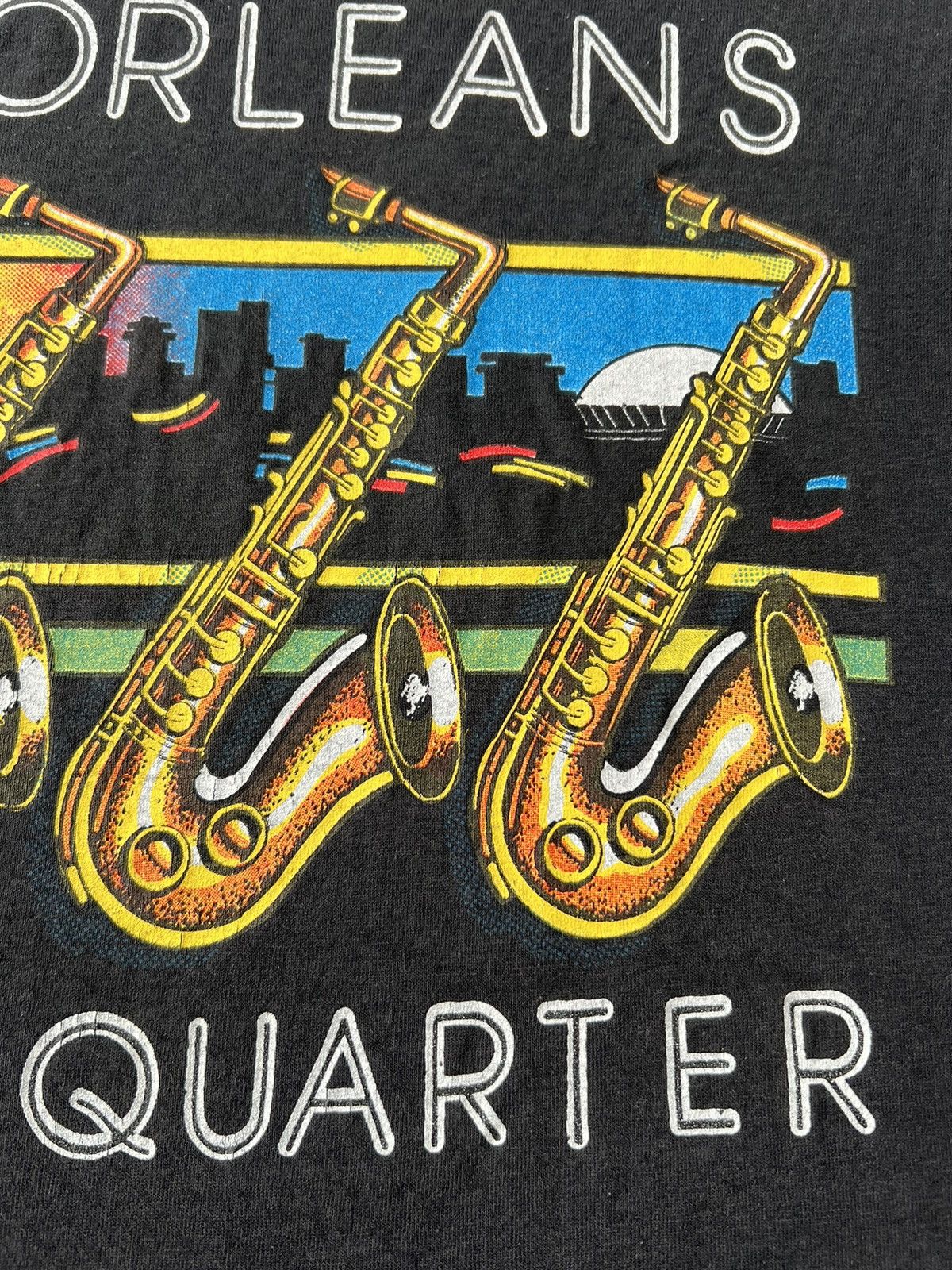 Vintage Vintage 90s New Orleans French Quarter Jazz 80s Black Tshirt Size US XXL / EU 58 / 5 - 7 Thumbnail