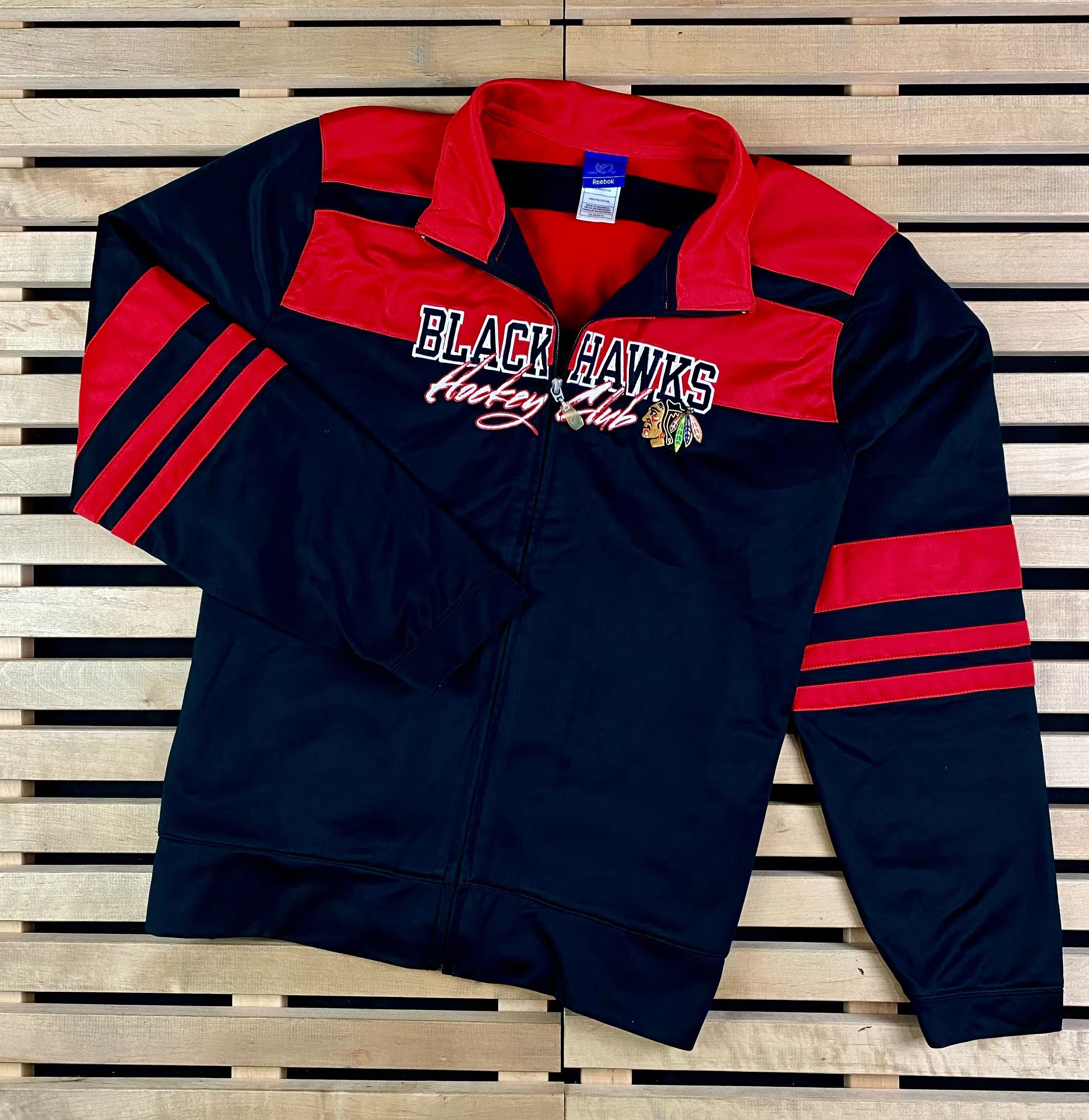 NHL × Reebok Mens Bomber Black Hawks Hockey Club Reebok Size XXL 2XL Size US XXL / EU 58 / 5 - 1 Thumbnail