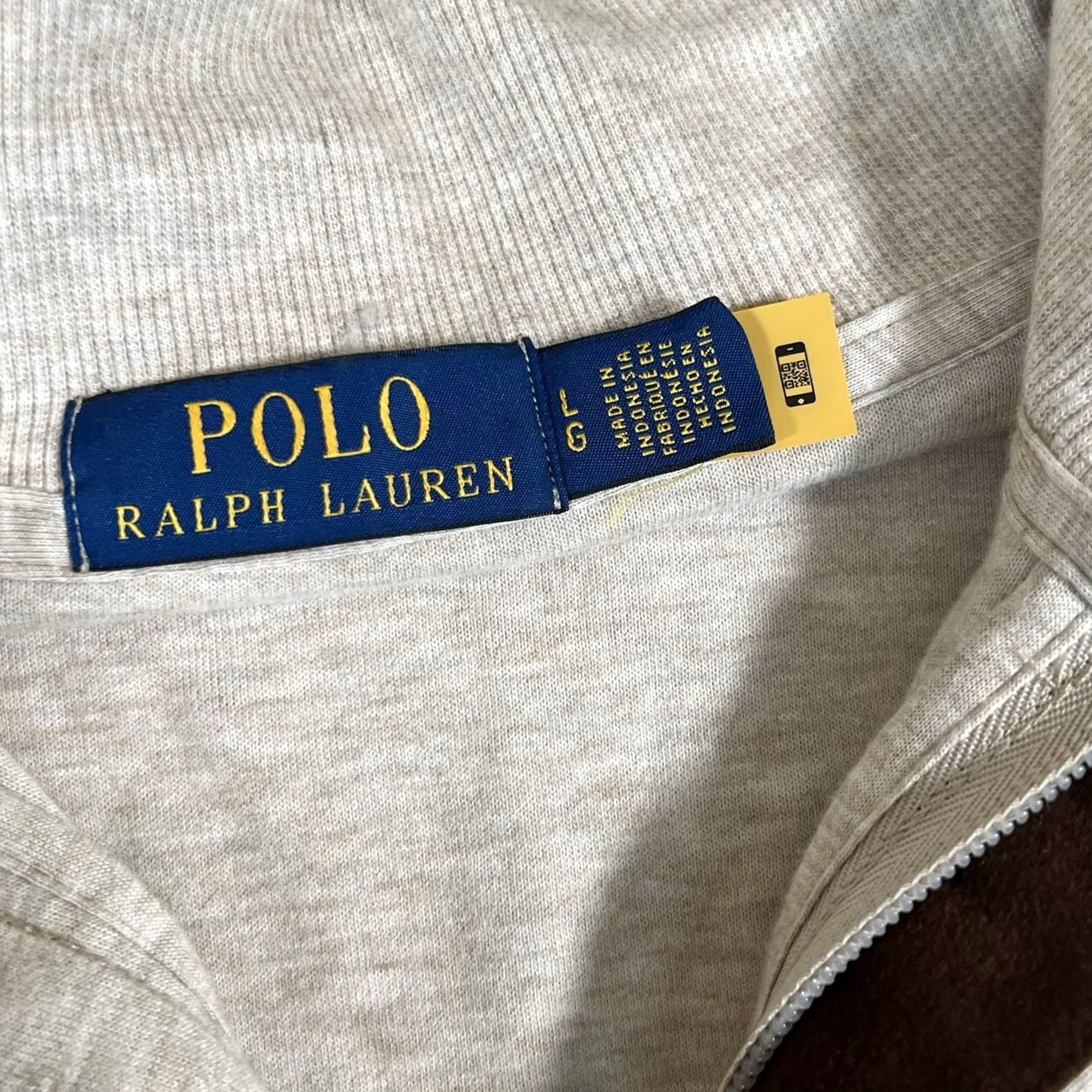 Ralph Lauren VINTAGE Polo Ralph Lauren Long Sleeve Luxury Jersey Quarter Zip Sweater L Beige Mens 29" 22" Pit to Pit Size US L / EU 52-54 / 3 - 5 Thumbnail