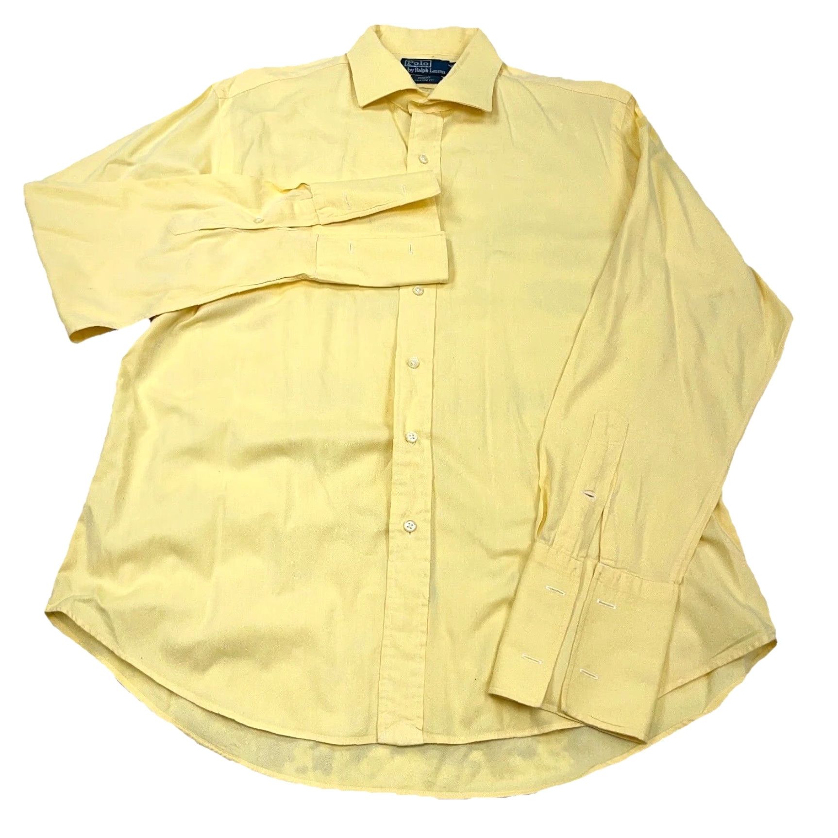 Polo Ralph Lauren VINTAGE Polo Ralph Lauren Shirt Men 17 34 Yellow Button Up Regent French Cuff Custom Fit Size US XL / EU 56 / 4 - 2 Thumbnail