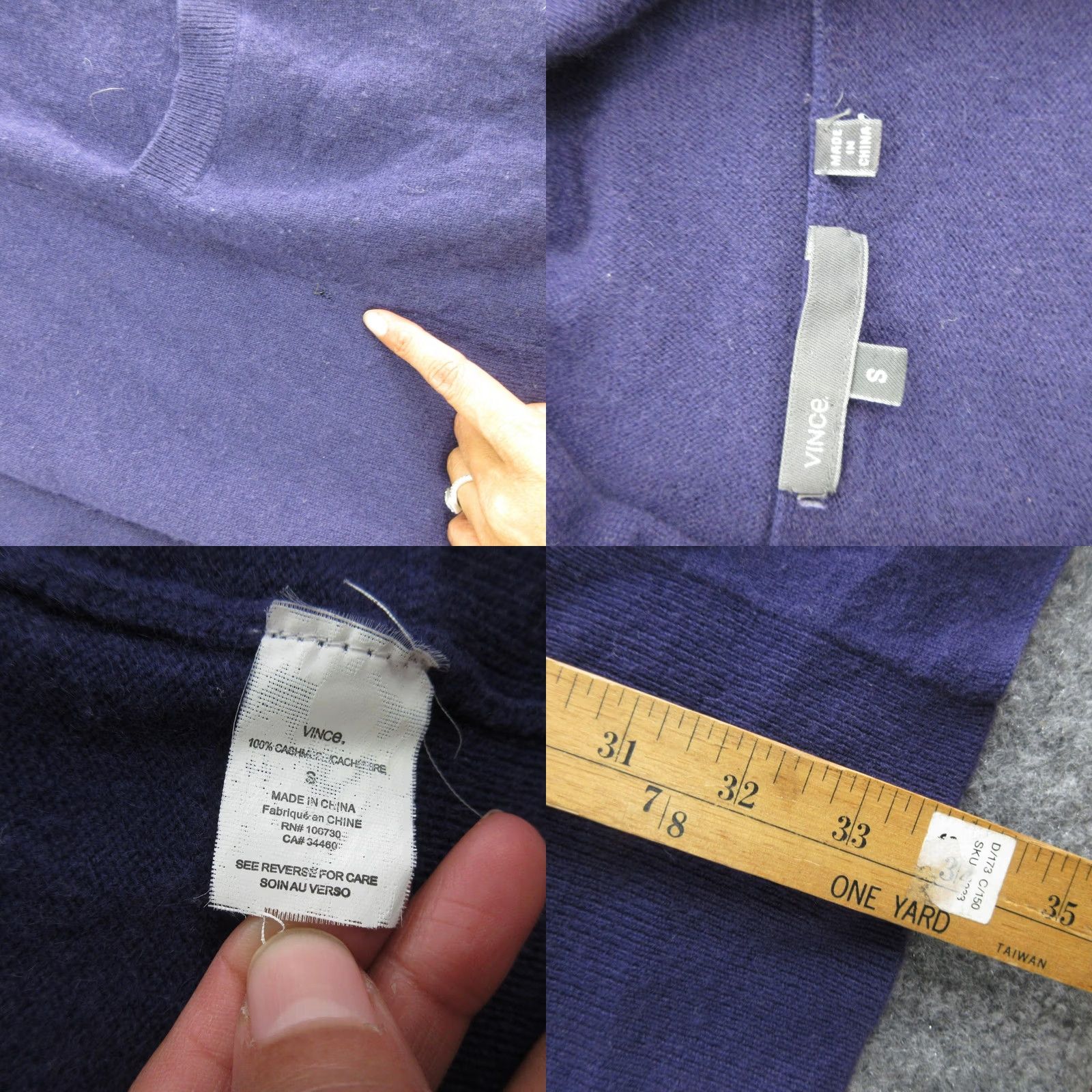 Vince Vince Cardigan Sweater Womens Small Purple 100% Cashmere Open Front Pockets Knit V-Neck Wool/Solid Accessories Included Size S / US 4 / IT 40 - 8 Thumbnail