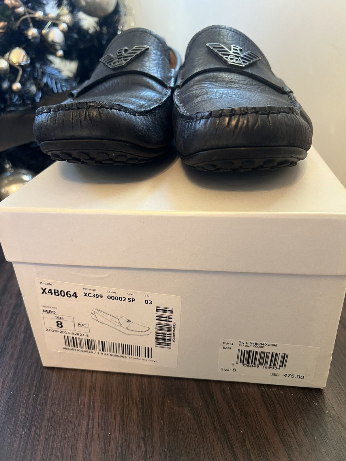 Emporio Armani Black men’s leather loafers Size US 8 / EU 41 - 6 Thumbnail