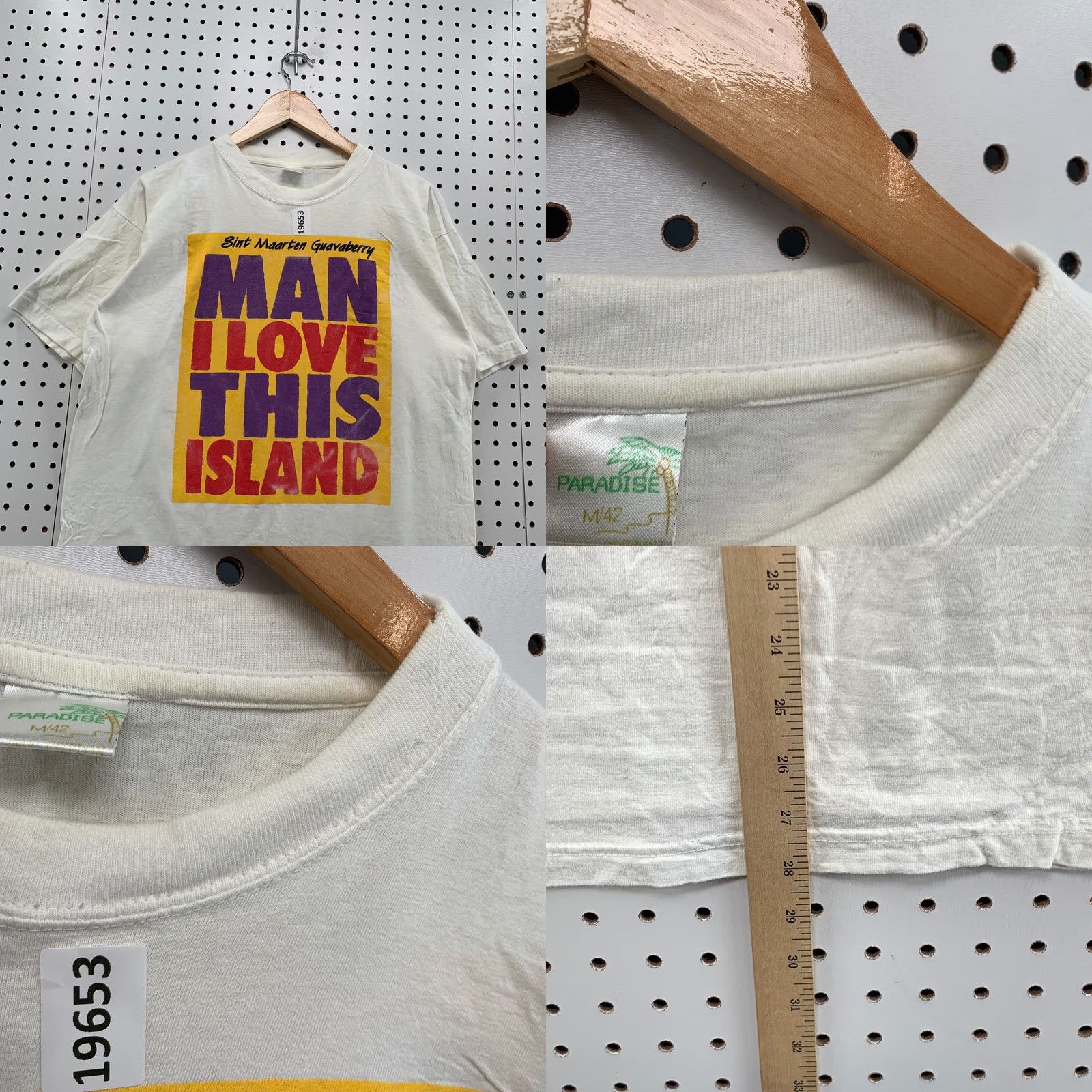 Paradise VINTAGE Sint Maarteen Shirt White I Love This Island Adult Medium Short Sleeve Mens Size US M / EU 48-50 / 2 - 8 Thumbnail
