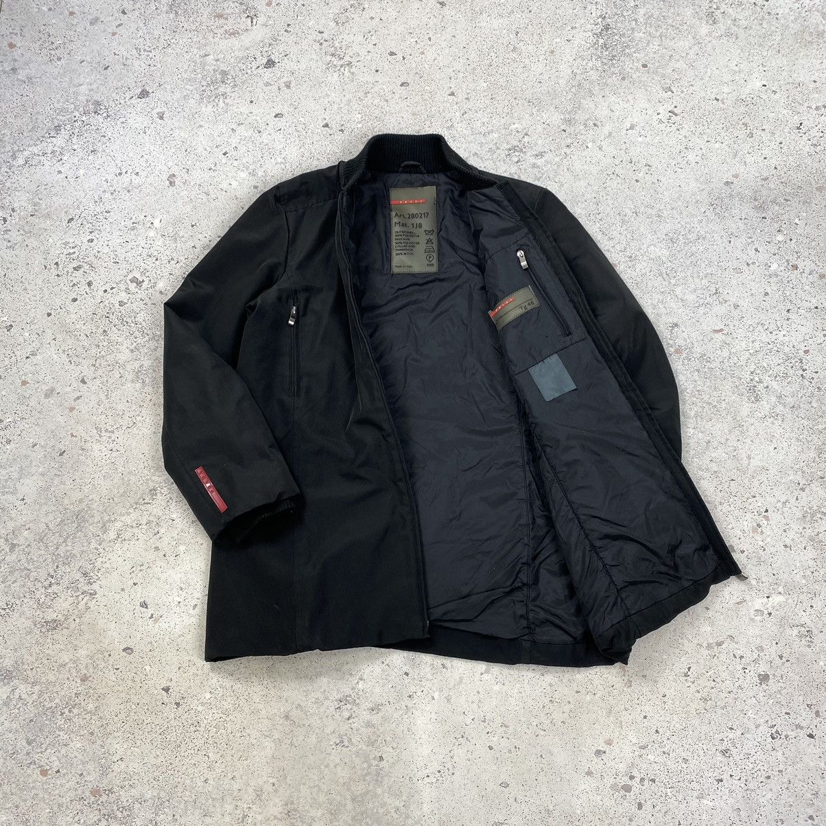 Prada Sport Linea Rossa Jacket Nylon Black Trench Coat IT46