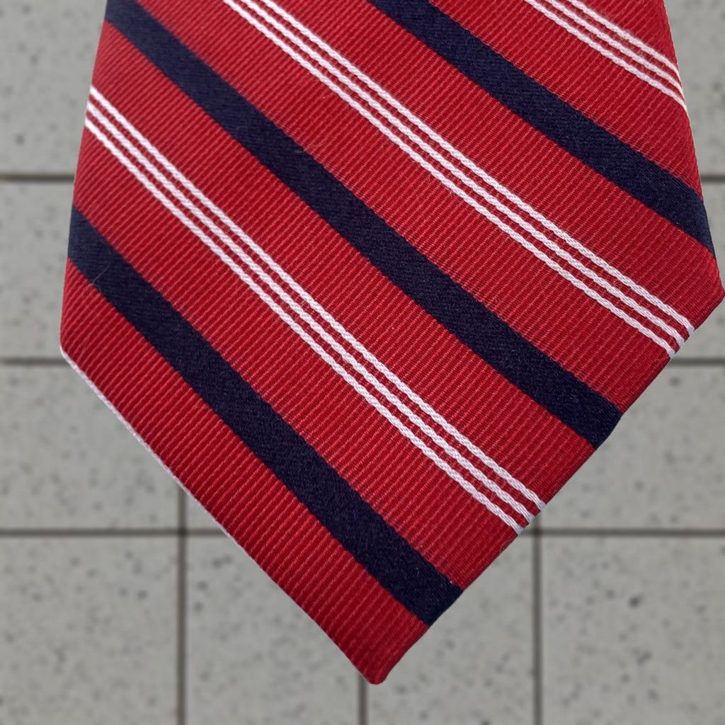 Vintage Eagle Silk Neck Tie Repp Striped Red White Blue 3.5x61" Classic Woven Tie Designer Men’s Size ONE SIZE - 1 Thumbnail