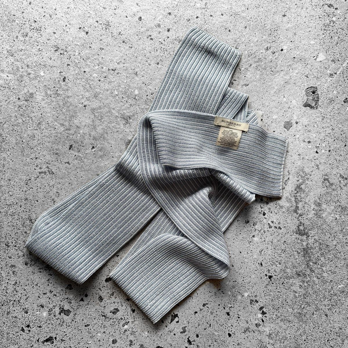 Burberry Burberry Womens Blue Silver Ribbed Knit Scarf Size ONE SIZE - 3 Thumbnail