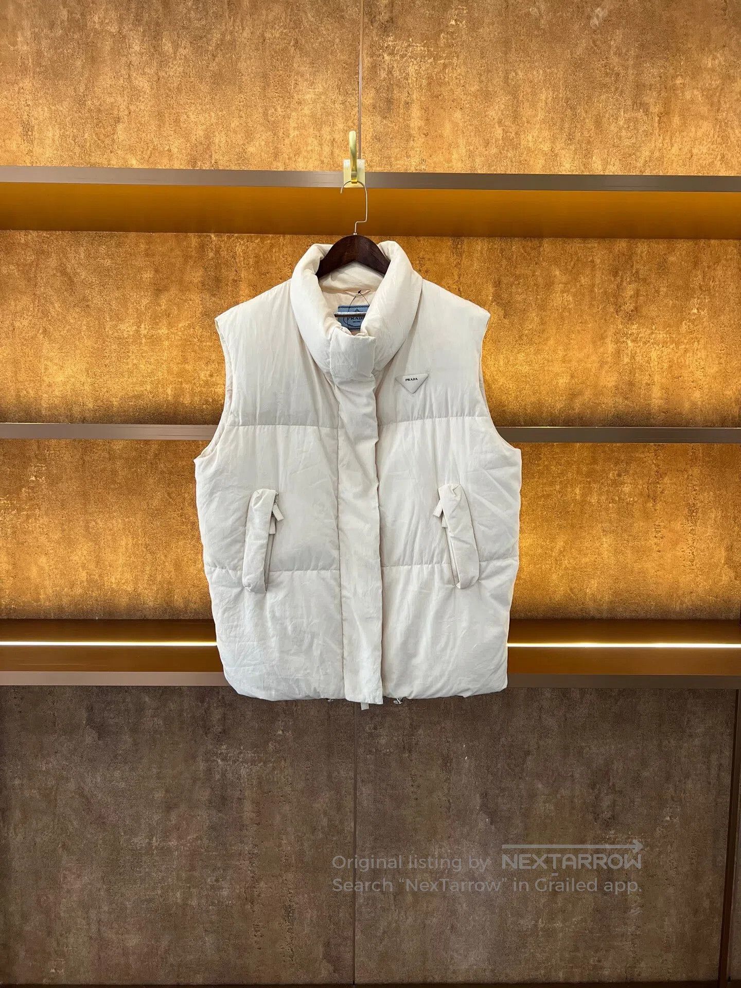 Prada Prada Cream White Triangle Logo Down Vest| Size XS / US 0-2 / IT 36-38 - 1 Thumbnail