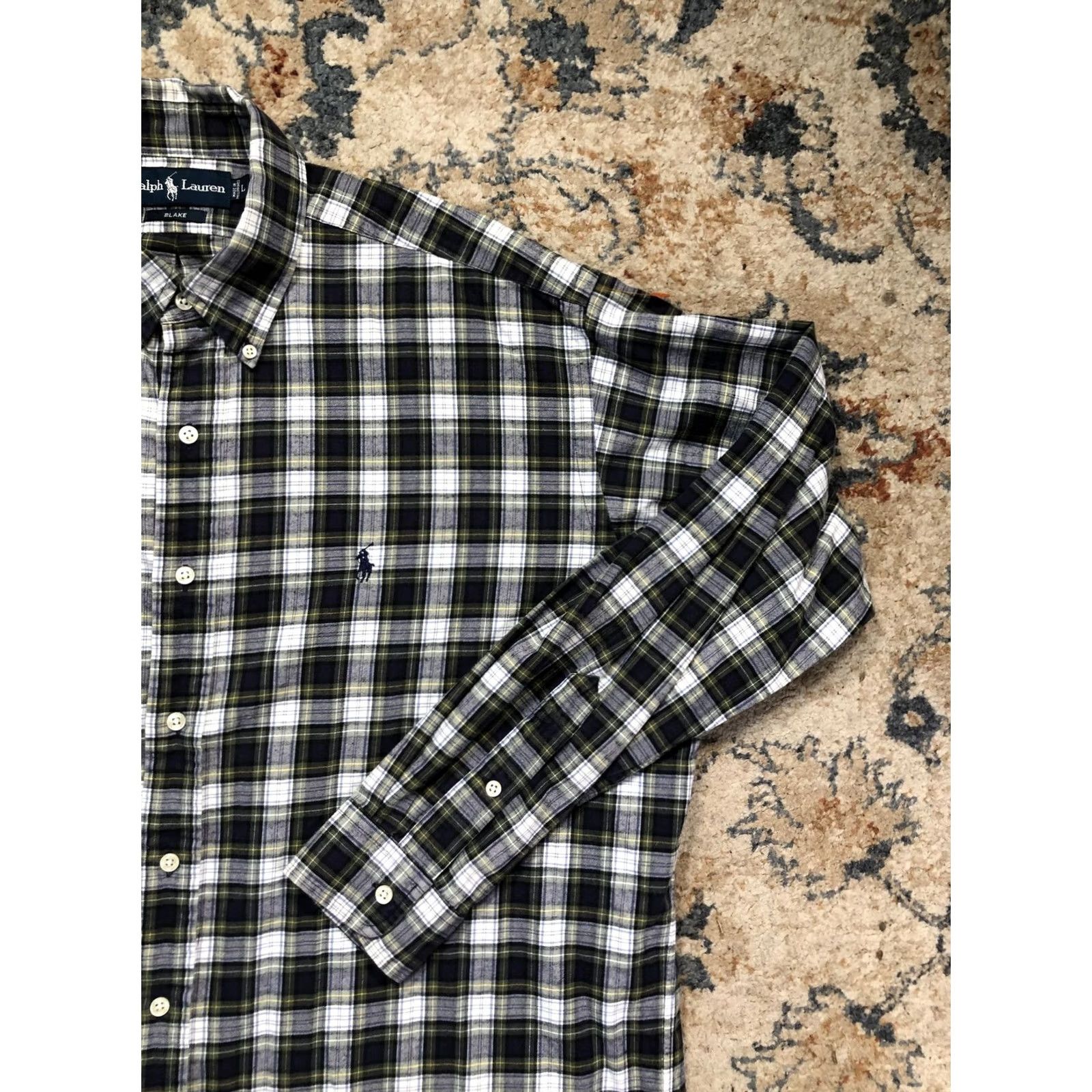 Ralph Lauren Ralph Lauren Blake Shirt Mens Large Blue Plaid Flannel Button-Down Pony Logo Blocked Collar Button Up Classic Fit Size US L / EU 52-54 / 3 - 4 Thumbnail