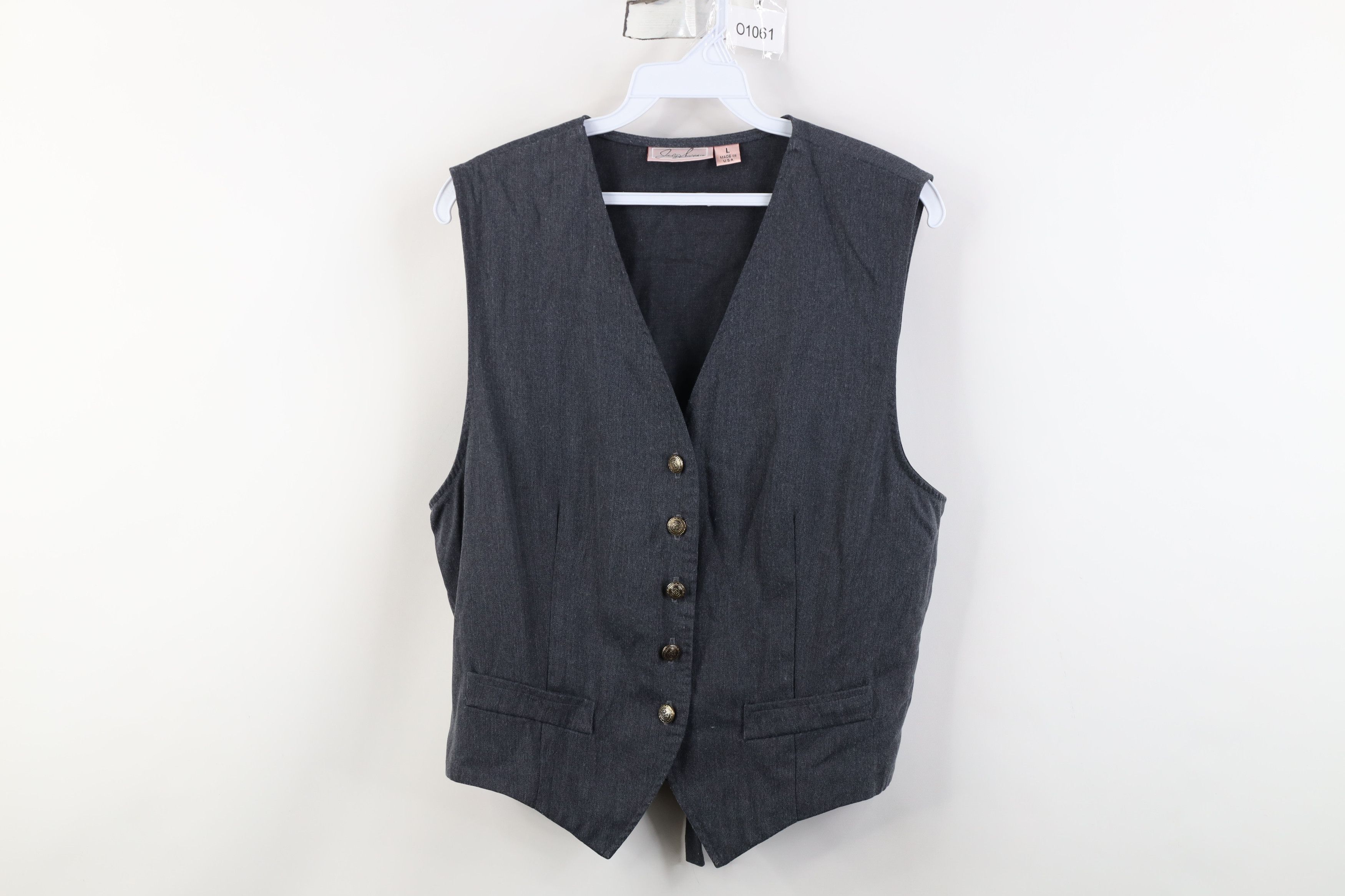 Vintage Vintage 90s Streetwear Gabardine Buckle Back Vest Jacket USA Size L / US 10 / IT 46 - 1 Thumbnail