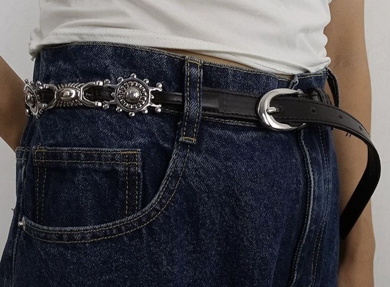 Japanese Brand × Vintage Outdoor punk rock multi pendant pu leather belt Size ONE SIZE - 2 Thumbnail