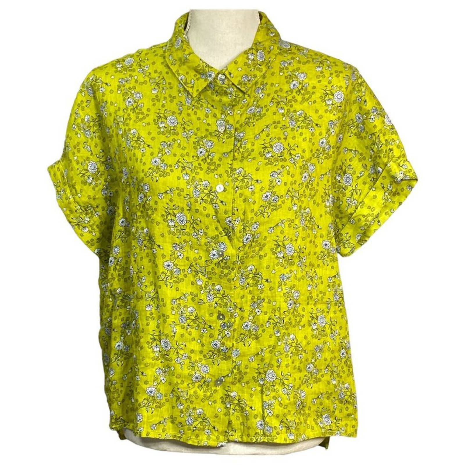 Rachel Zoe 100% Linen Tan Short Sleeve Blouse Size 2X (Plus) - 81% off