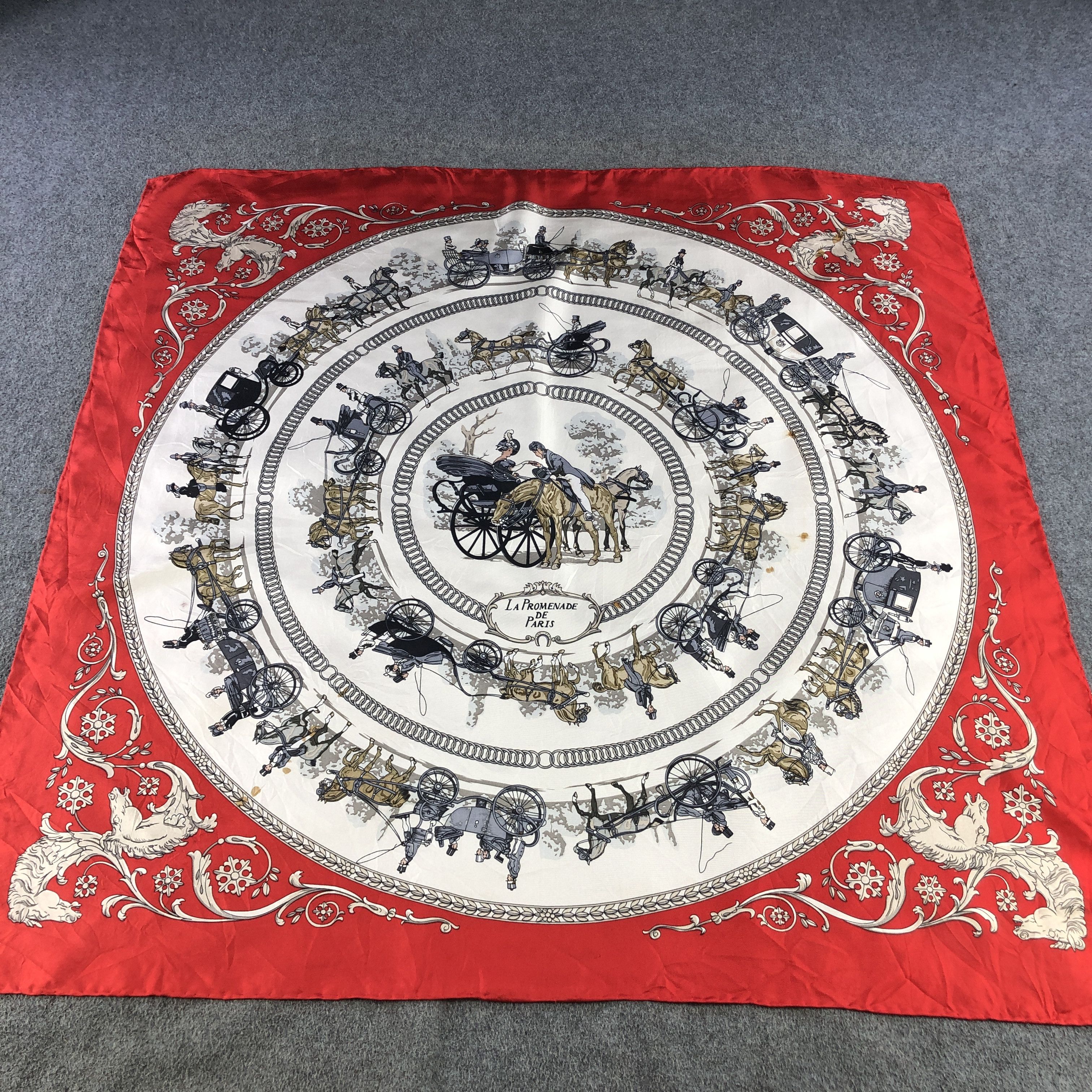 Japanese Brand Top Notch La Promenade de Paris Baroque Silk Scarf M1216 Size ONE SIZE - 2 Thumbnail