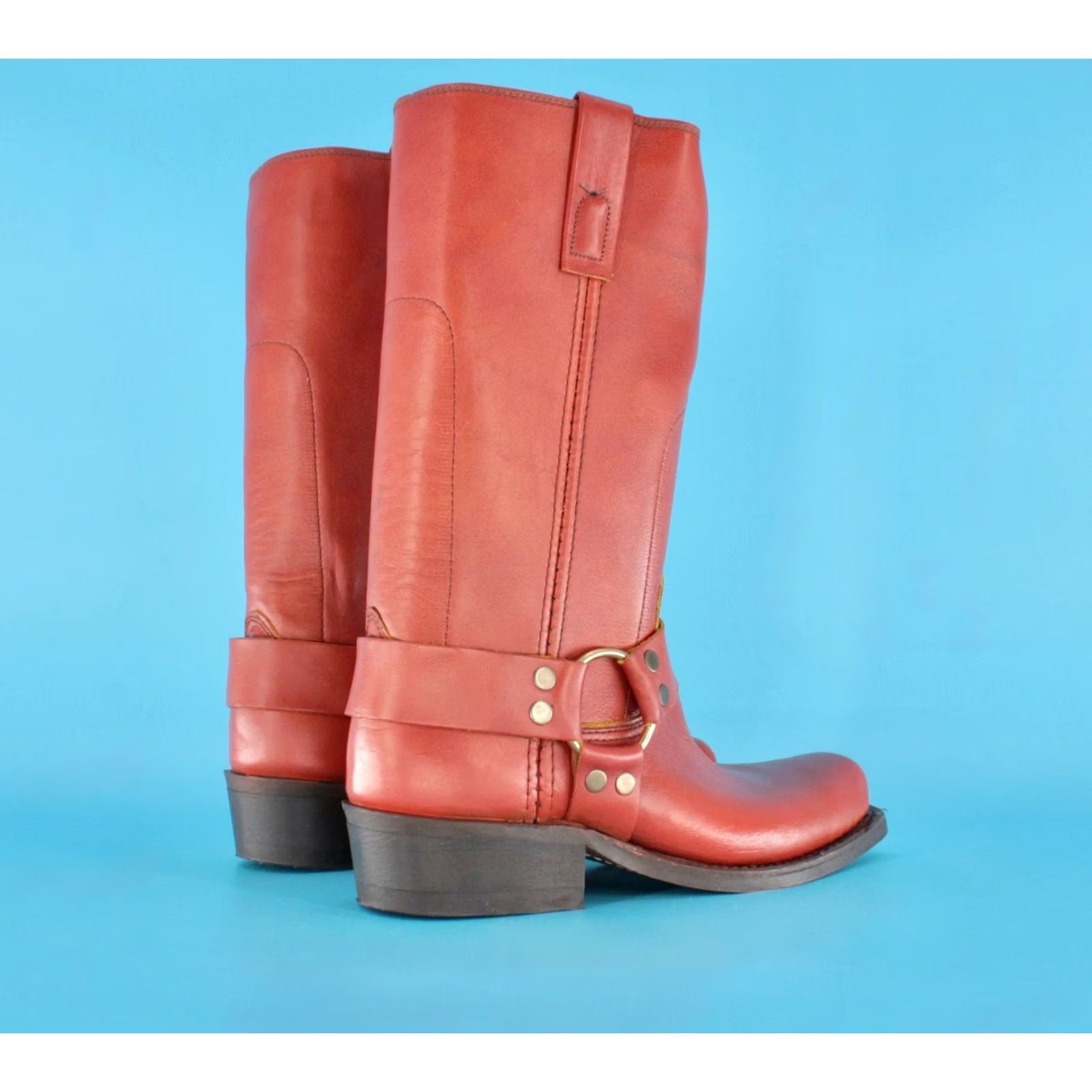 Vintage VTG 70s Boots Texas Boots Brown Leather Boots Mens 7 D Vintage 1970s Biker Motorcycle Harness Boots Size US 7 / EU 40 - 7 Thumbnail