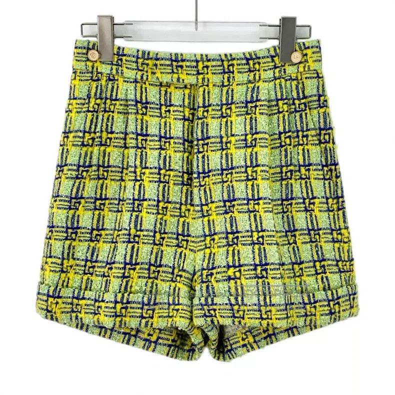 Gucci Gucci 23 light green plaid cotton casual woven tweed short Size 24" / US 00 / IT 34 - 1 Thumbnail