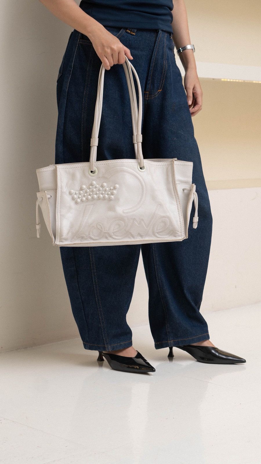 Loewe Loewe White Leather Crown totebag Size ONE SIZE - 2 Thumbnail