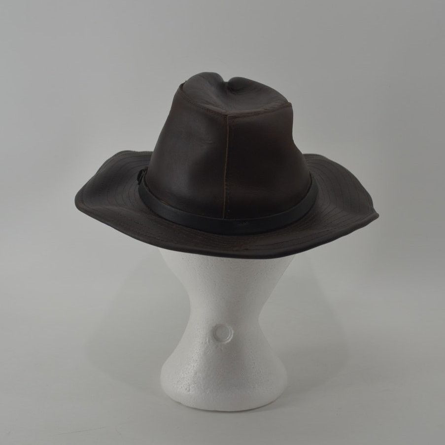 Vintage Henschel Hat Co. USA Dark Brown Oiled Leather Size M Cowboy Size ONE SIZE - 9 Thumbnail