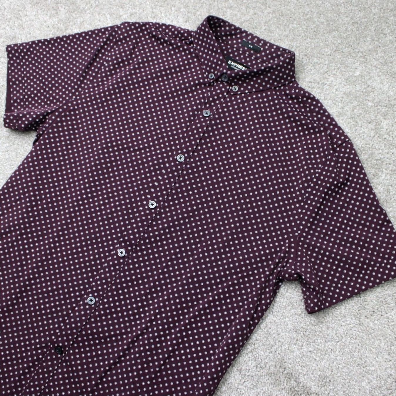 Express Express Shirt Mens S Red Performance Men Geometric Stretch Short Sleeve Size US S / EU 44-46 / 1 - 3 Thumbnail