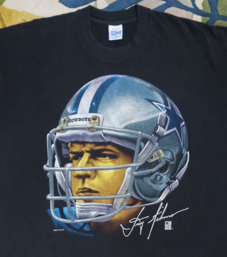 NFL × Salem Sportswear × Vintage Vintage 90s NFL Dallas Cowboys Troy Aikman T-shirt Size US XXL / EU 58 / 5 - 4 Thumbnail