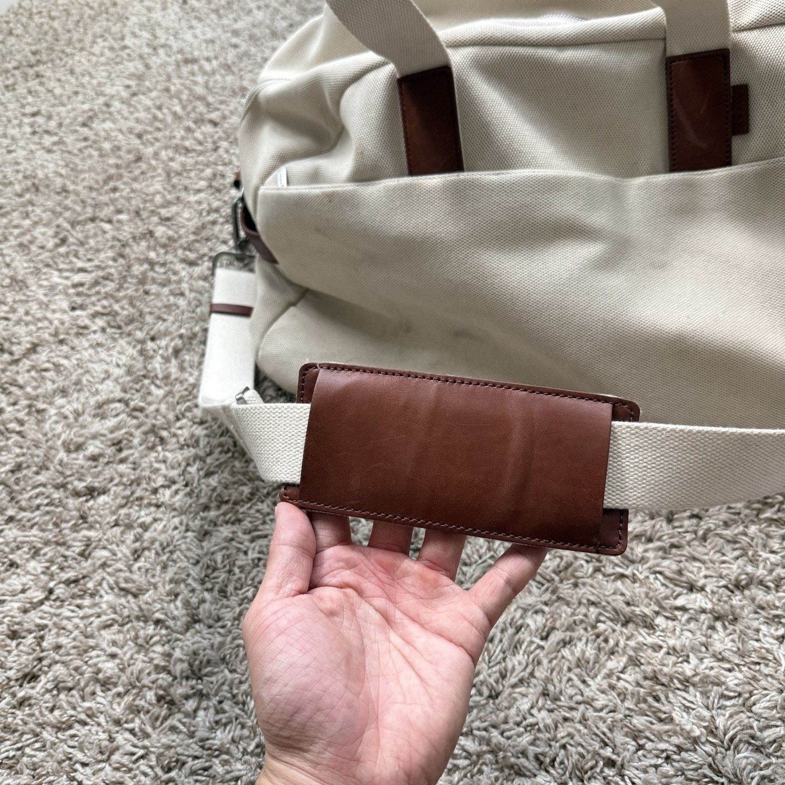 Away Travel Away The Everywhere Weekender Canvas Duffle Bag White Brown Size ONE SIZE - 16 Thumbnail